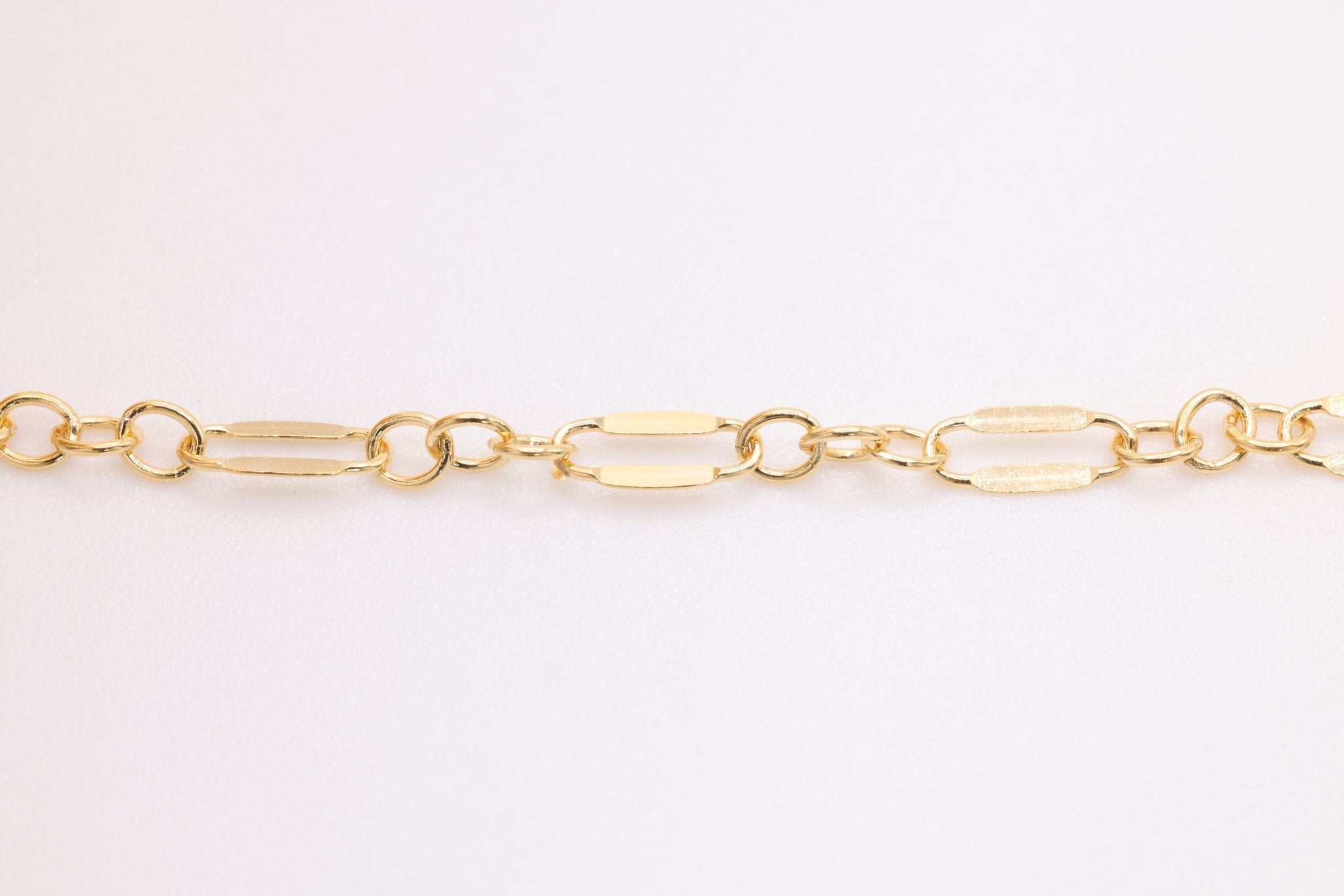 2mm x 6mm Long & Short Dapped Sequin Chain, Gold - Filled, Bulk Pay Per Foot Jewelry Making Chain - HarperCrown