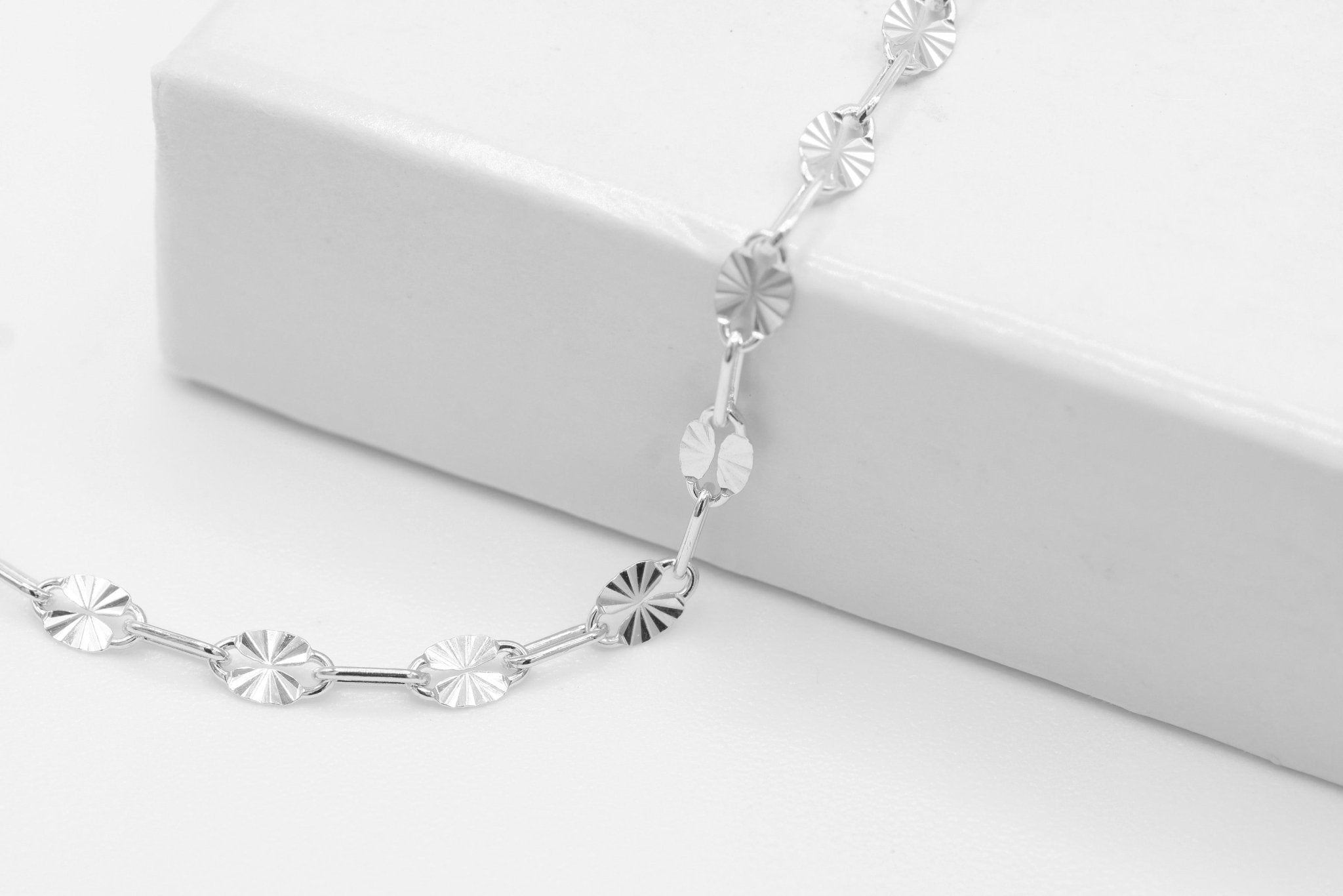 2mm x 6mm Starburst Chain, 925 Sterling Silver, Wholesale, Pay Per Foot, Jewelry Making Chain - HarperCrown