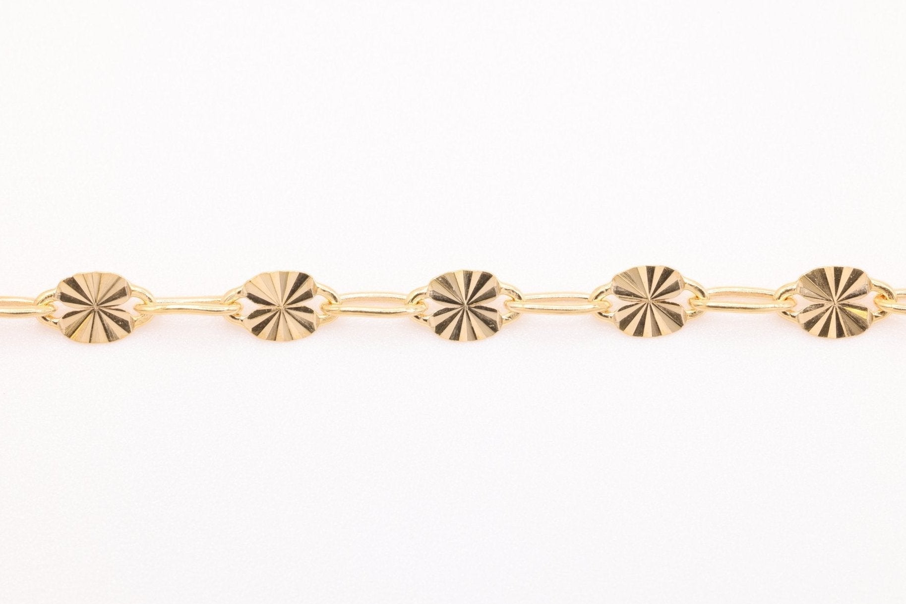 2mm x 6mm Starburst Chain, Gold - Filled, Bulk DIY Spool Pay Per Foot Jewelry Making Chain - HarperCrown