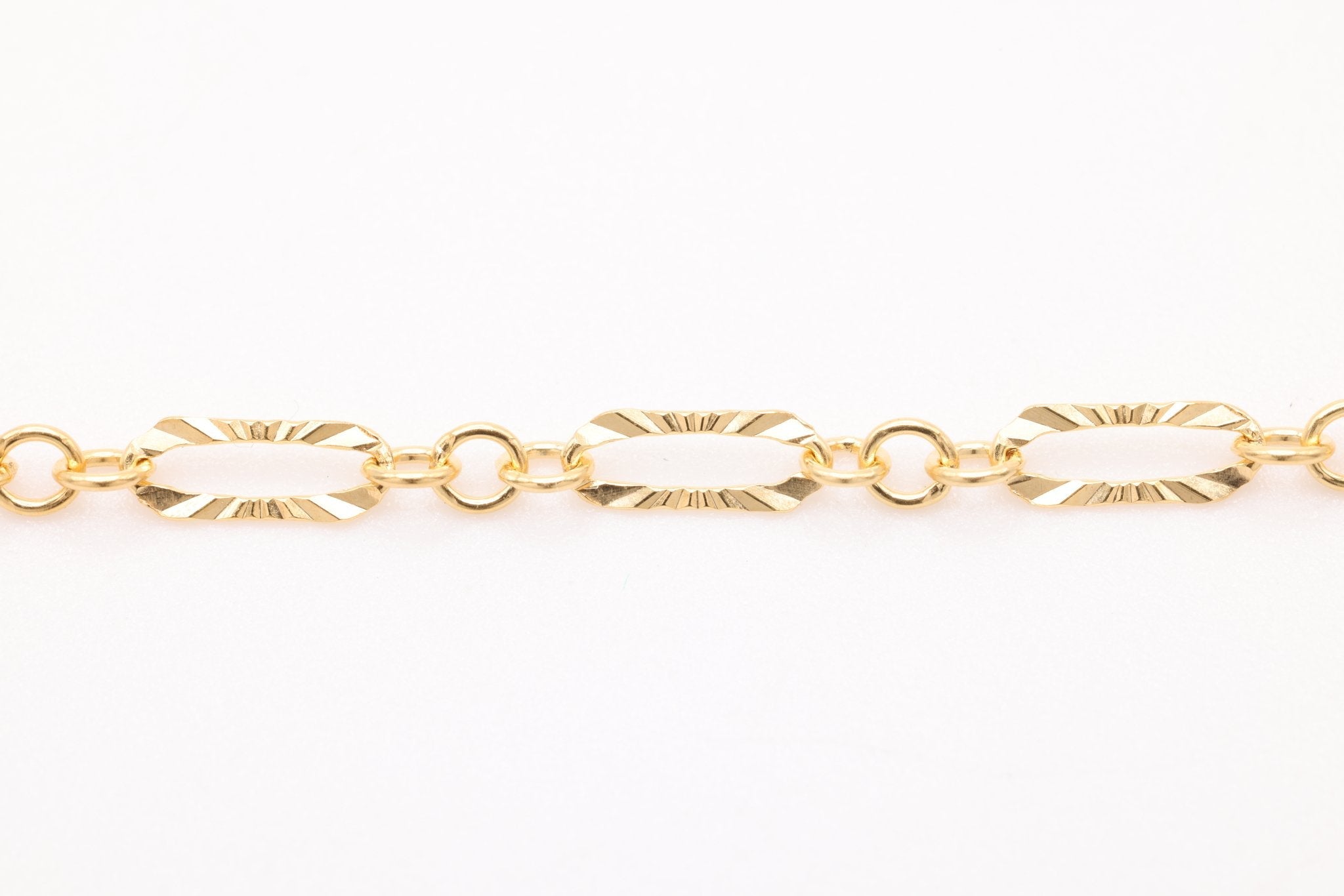 2mm x 6mm Starburst Chain, Gold - Filled, Diamond Cut, Bulk DIY Spool Pay Per Foot Jewelry Making Chain - HarperCrown
