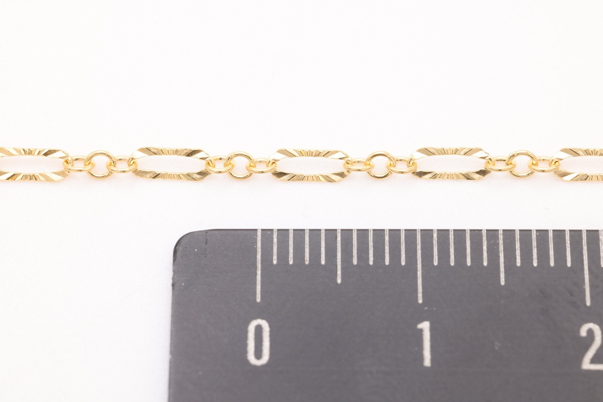 2mm x 6mm Starburst Chain, Gold - Filled, Diamond Cut, Bulk DIY Spool Pay Per Foot Jewelry Making Chain - HarperCrown