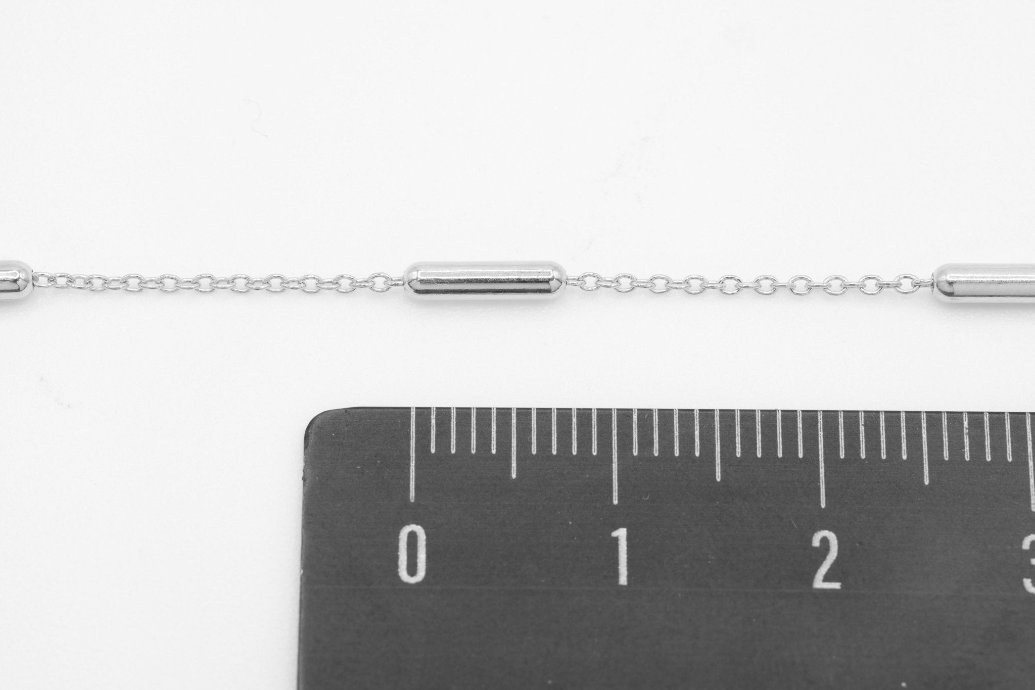 2mm x 8mm Satellite Tube Chain, 925 Sterling Silver, Wholesale, Pay Per Foot, Jewelry Making Chain - HarperCrown