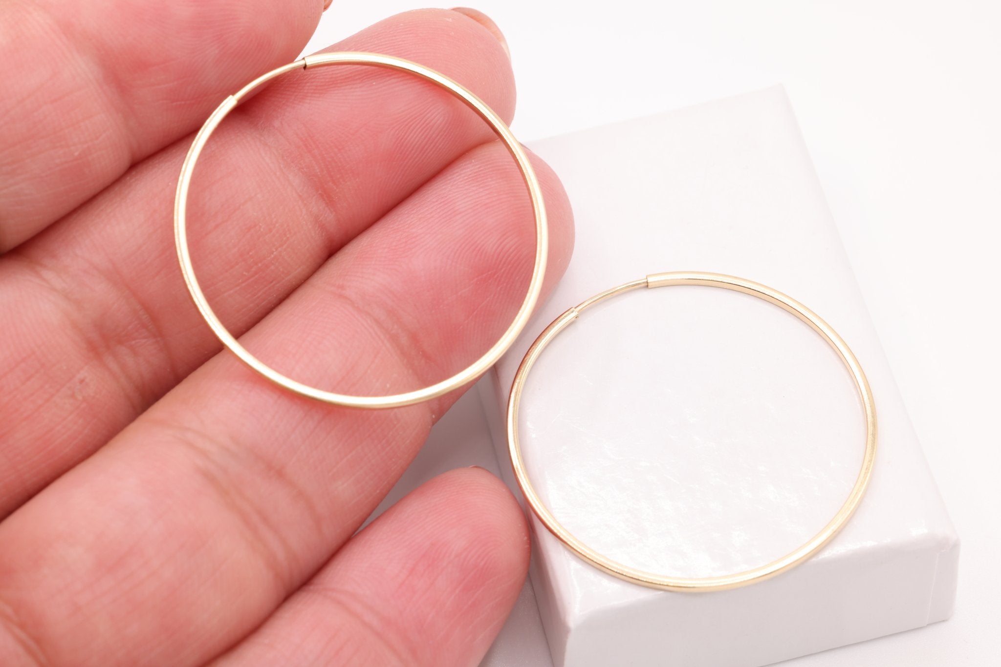 30mm Endless Hoop Earrings, 14K Gold - Filled, Minimalist Delicate Earrings, Wholesale Jewelry Earrings - HarperCrown