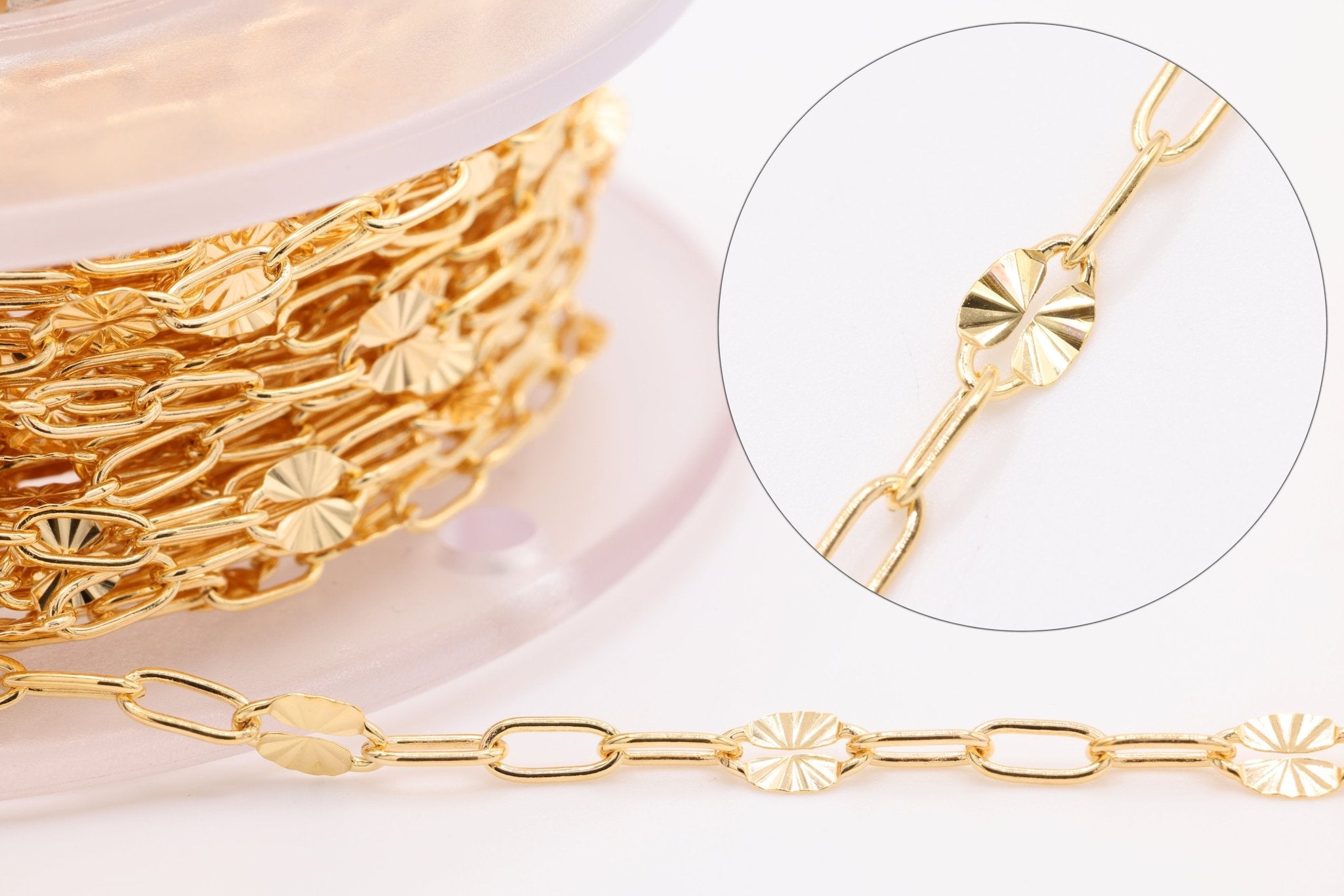 3.3mm Starburst Diamond Cut Chain, 14K Gold - Filled, Pay Per Foot, Jewelry Making Chain - HarperCrown