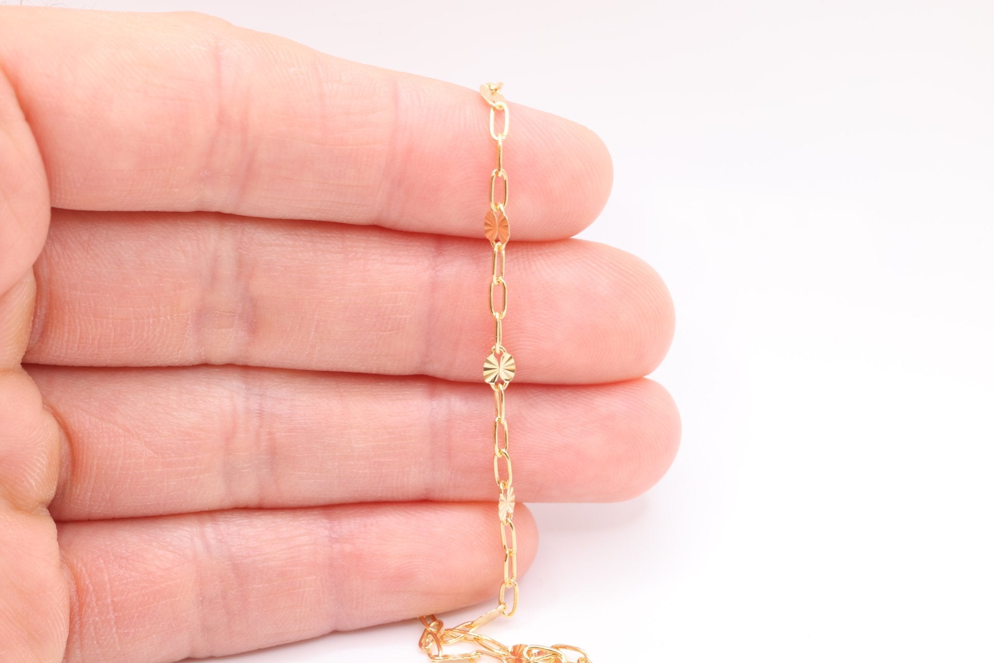 3.3mm Starburst Diamond Cut Chain, 925 Sterling Silver, Pay Per Foot, Jewelry Making Chain - HarperCrown