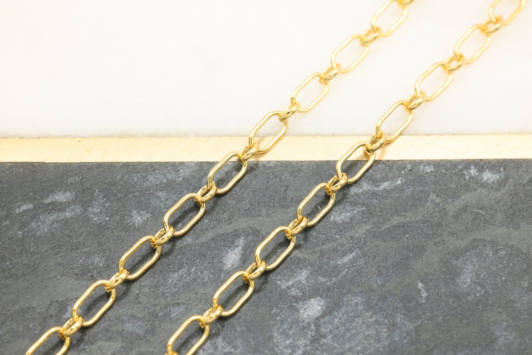 3.3mm x 6mm Long & Short Chain, 14/20 Gold - Filled, Wholesale, Pay Per Foot, Jewelry Making Chain - HarperCrown