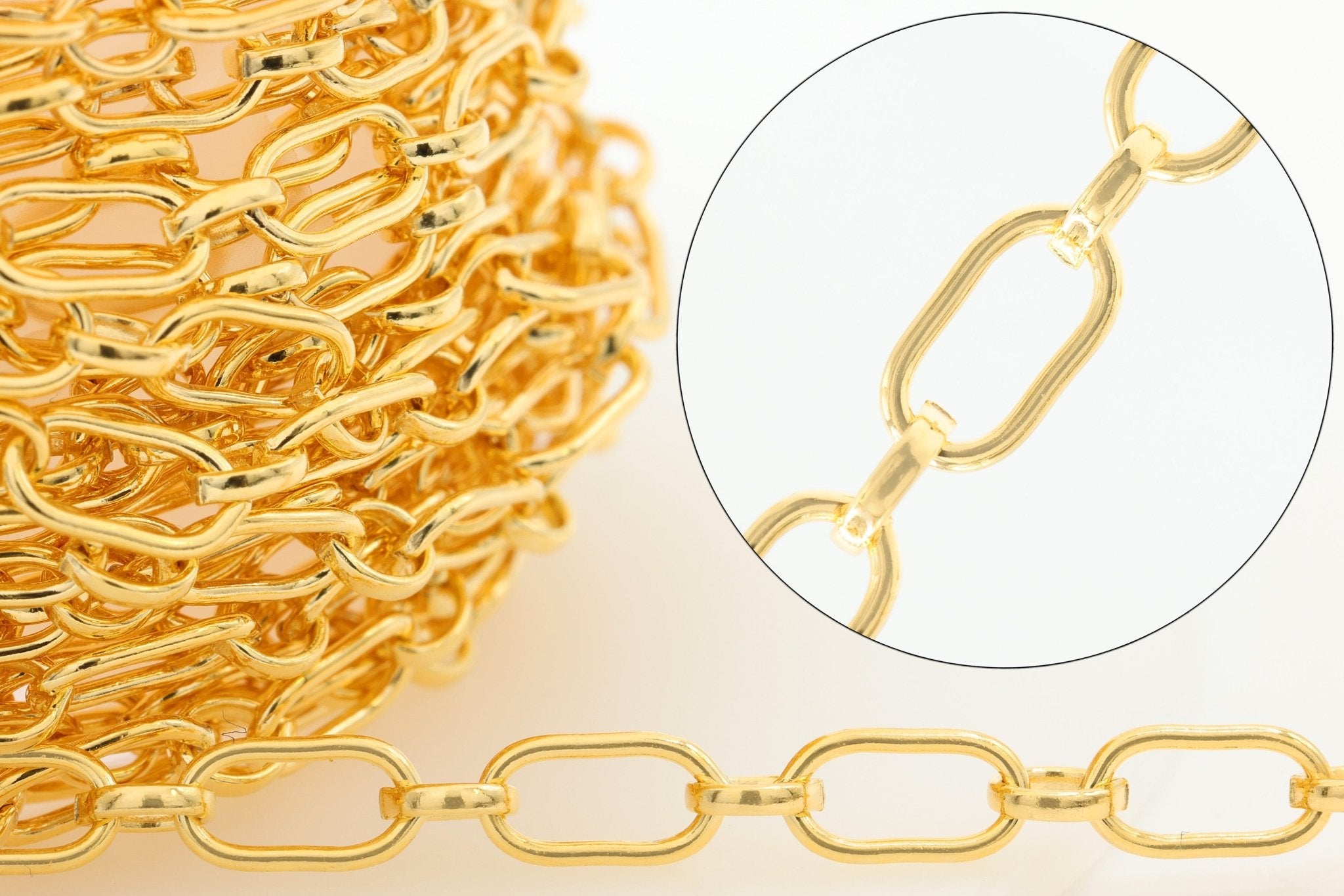 3.3mm x 6mm Long & Short Chain, 14/20 Gold - Filled, Wholesale, Pay Per Foot, Jewelry Making Chain - HarperCrown