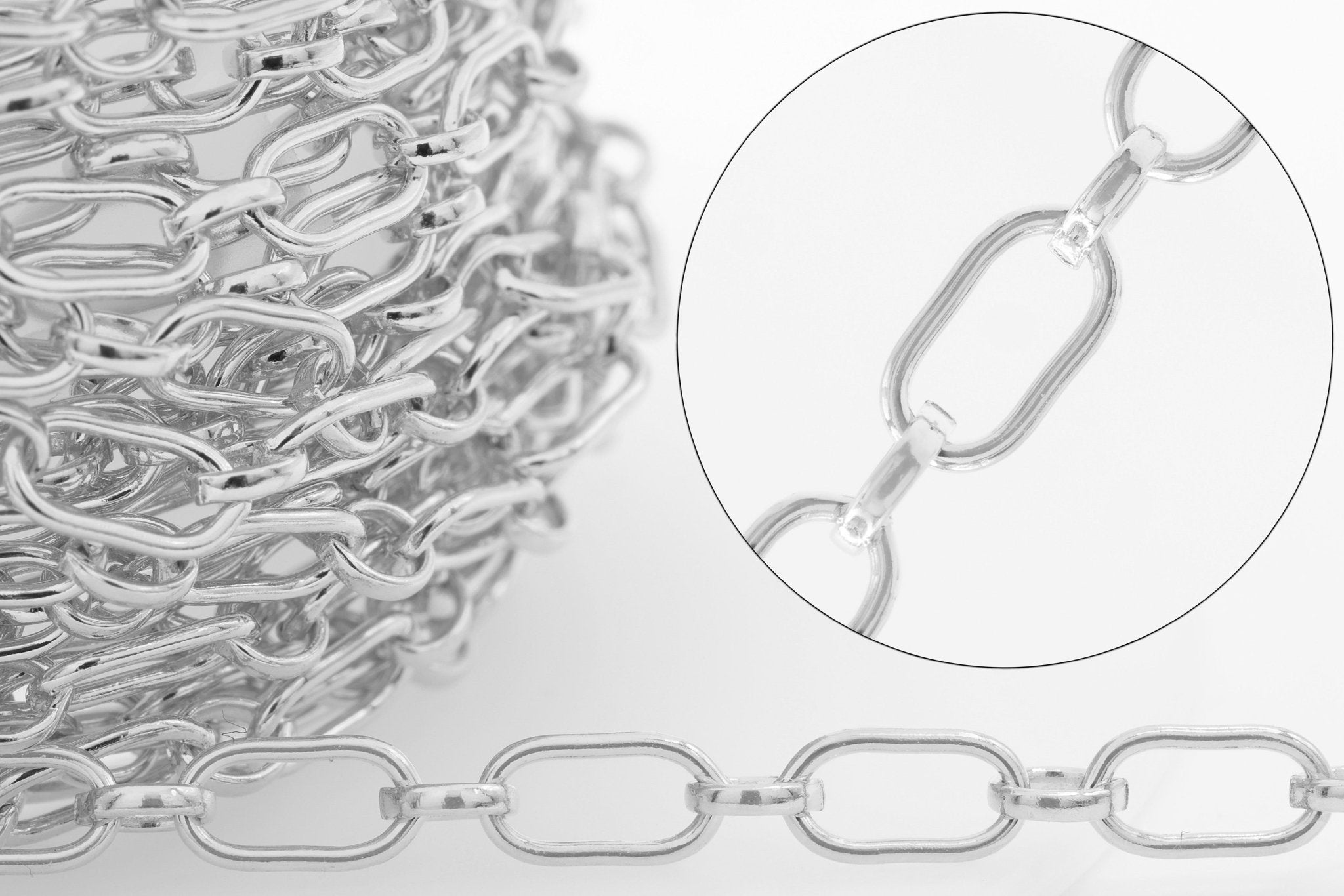 3.3mm x 6mm Long & Short Chain, 925 Sterling Silver, Wholesale, Pay Per Foot, Jewelry Making Chain - HarperCrown