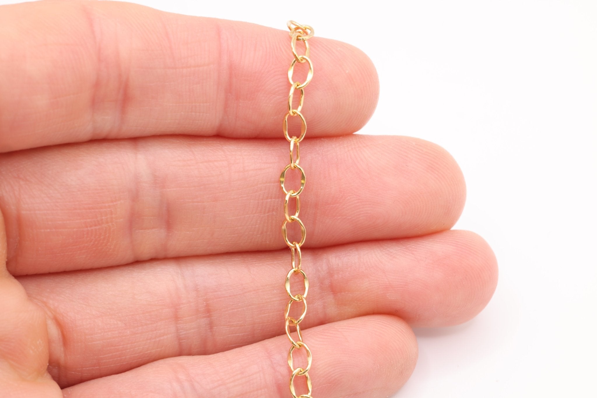 3.5mm Dapped Cable Chain, 14/20 Gold - Filled or 925 Sterling Silver, Bulk Pay Per Foot Uncut Spools For Jewelers - HarperCrown