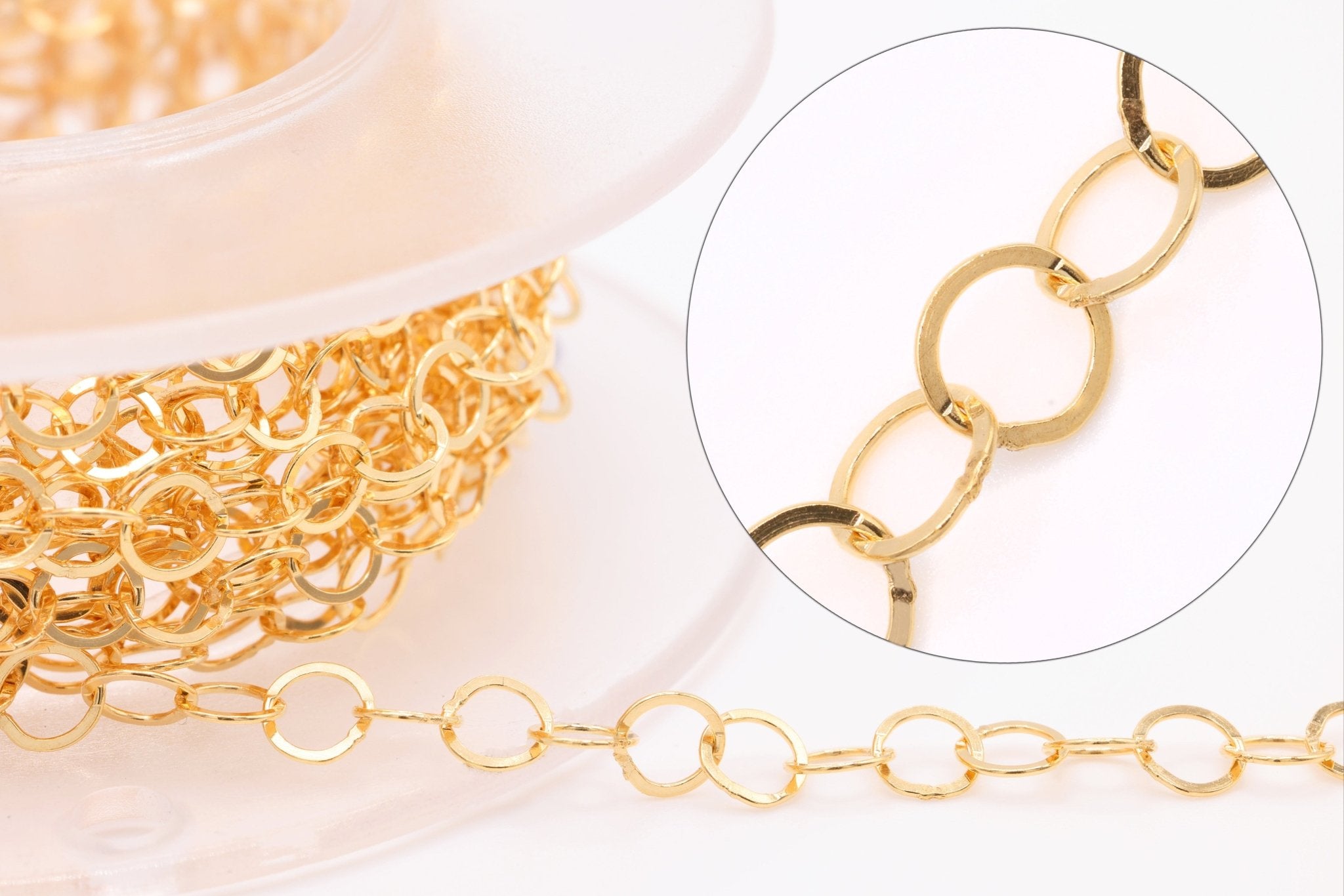 3.5mm Flat Round Cable, Gold - Filled or Sterling Silver, Permanent Jewelry Bulk Pay Per Foot Uncut Spools For Jewelers - HarperCrown