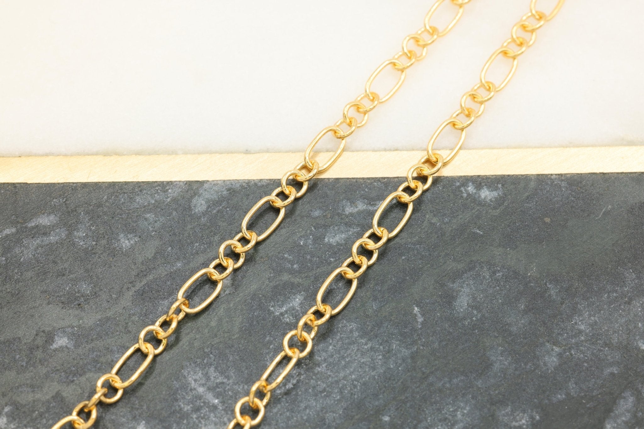 3.5mm x 6mm 3 Long & 1 Short Chain, 14/20 Gold - Filled, Wholesale, Pay Per Foot, Jewelry Making Chain - HarperCrown