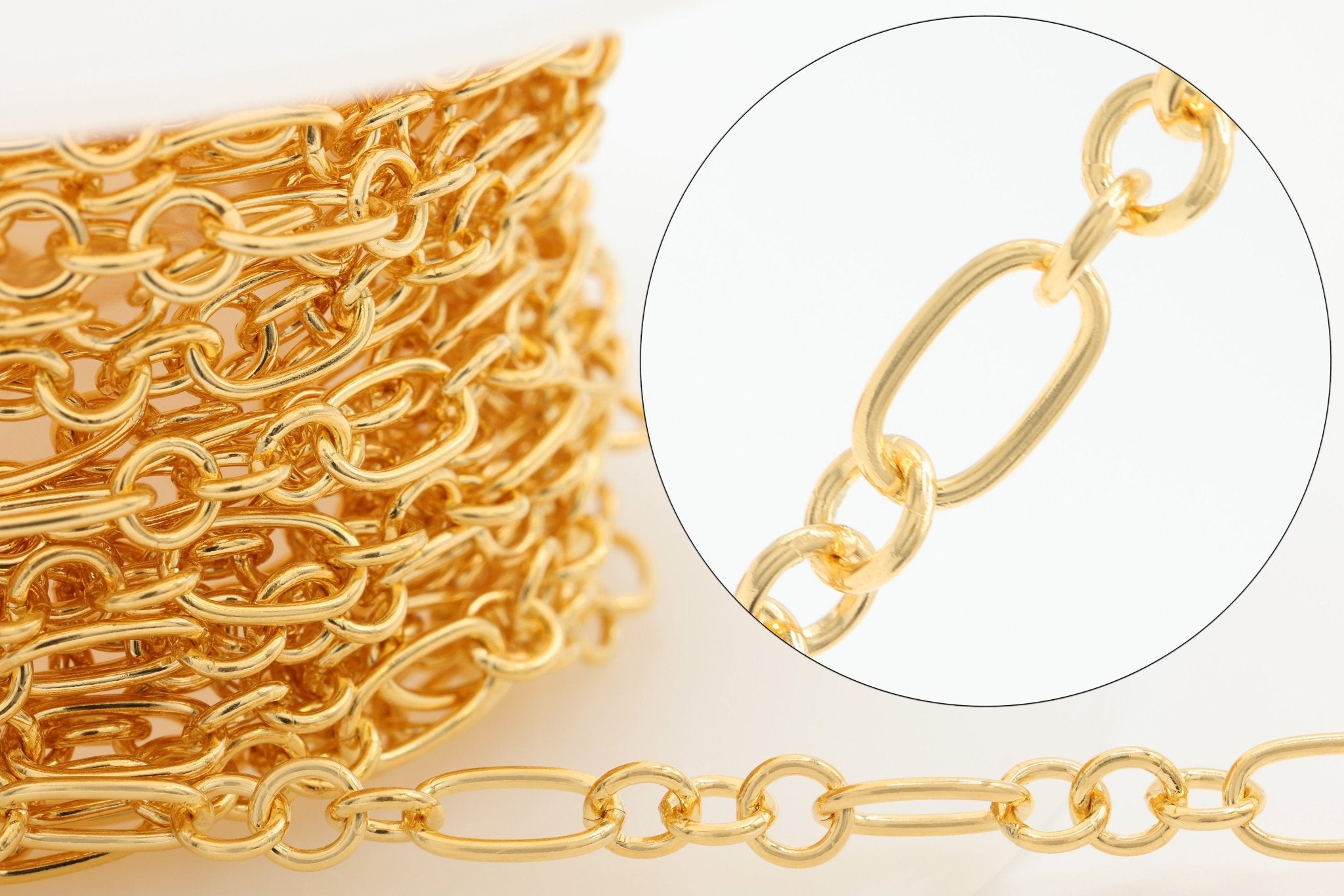 3.5mm x 6mm 3 Long & 1 Short Chain, 14/20 Gold - Filled, Wholesale, Pay Per Foot, Jewelry Making Chain - HarperCrown