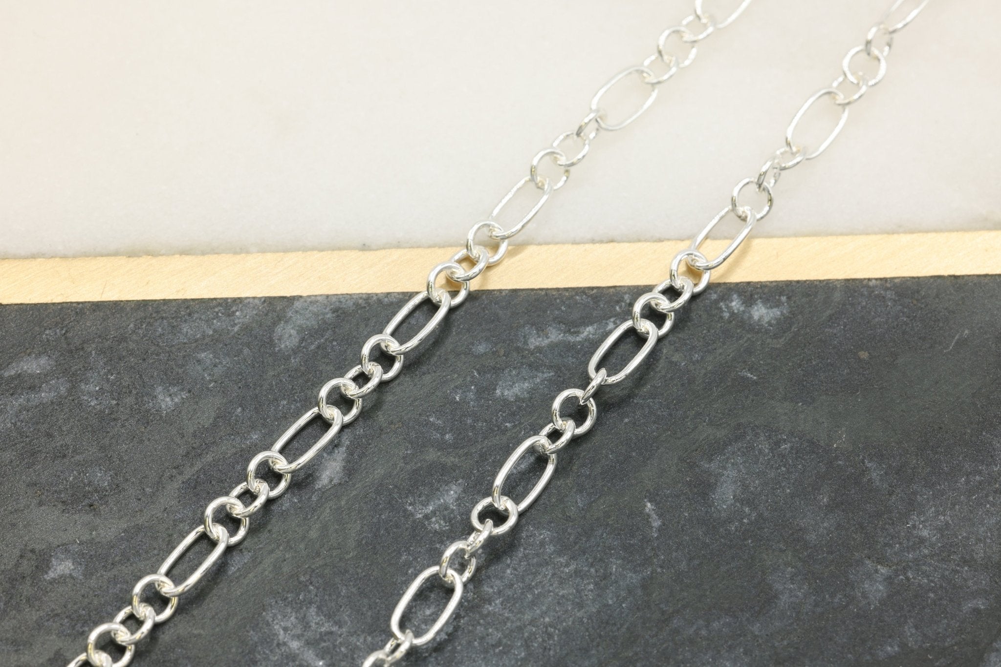 3.5mm x 6mm 3 Long & 1 Short Chain, 925 Sterling Silver, Wholesale, Pay Per Foot, Jewelry Making Chain - HarperCrown