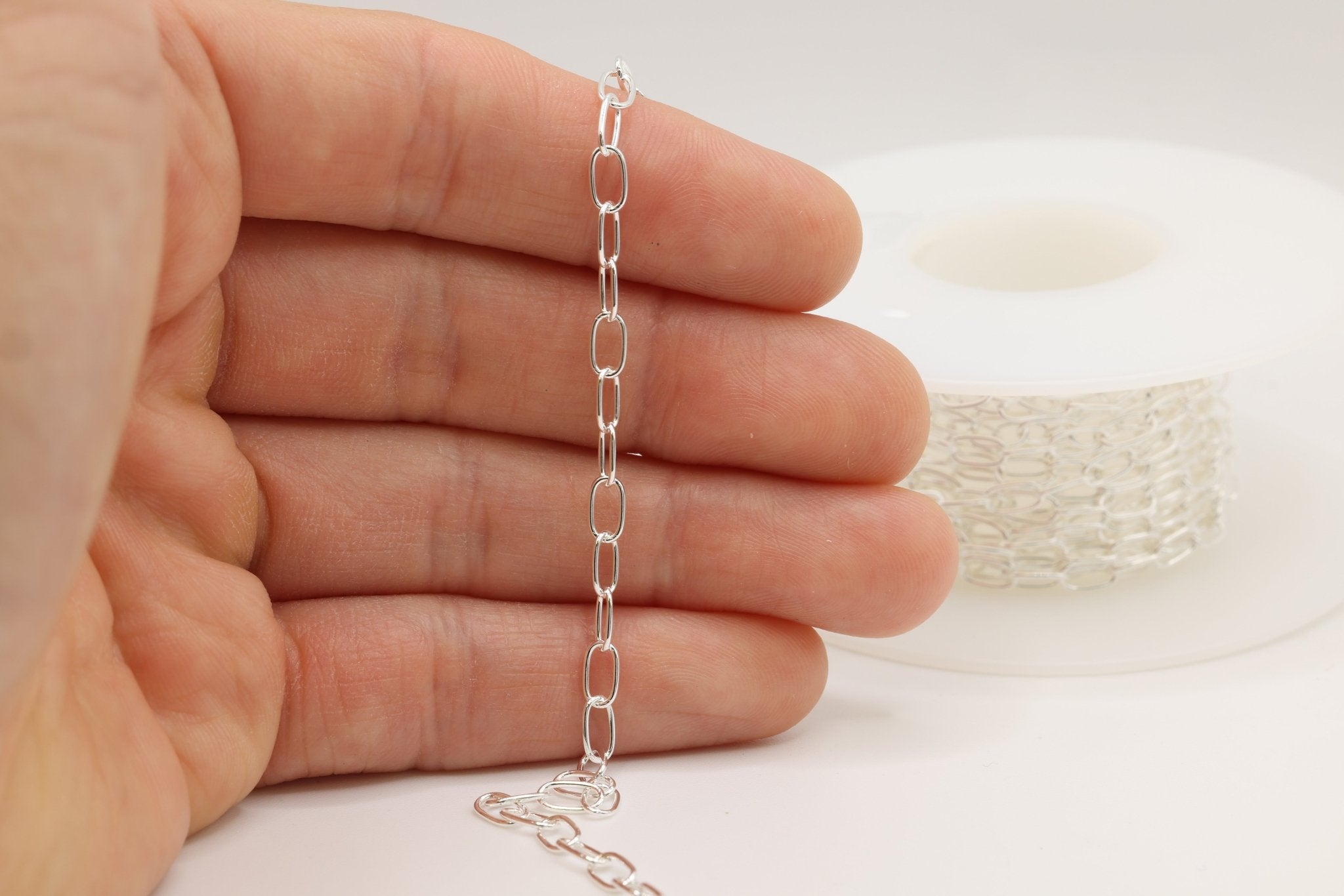 3.5mm x 6mm Oval Cable Chain, 925 Sterling Silver, Wholesale, Pay Per Foot, Jewelry Making Chain - HarperCrown