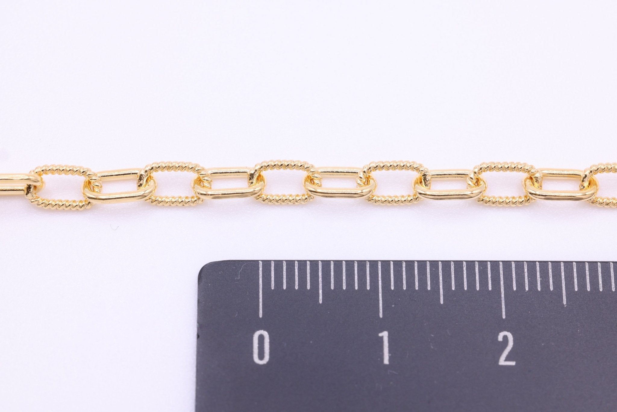 3.8mm x 6.5mm Knurled Paperclip Cable Chain, 14/20 Gold - Filled, Wholesale, Pay Per Inch, Jewelry Making Chain - HarperCrown