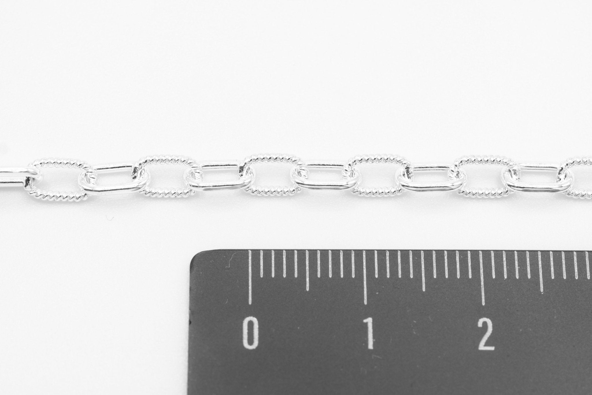 3.8mm x 6.5mm Knurled Paperclip Cable Chain, 925 Sterling Silver, Wholesale, Pay Per Inch, Jewelry Making Chain - HarperCrown