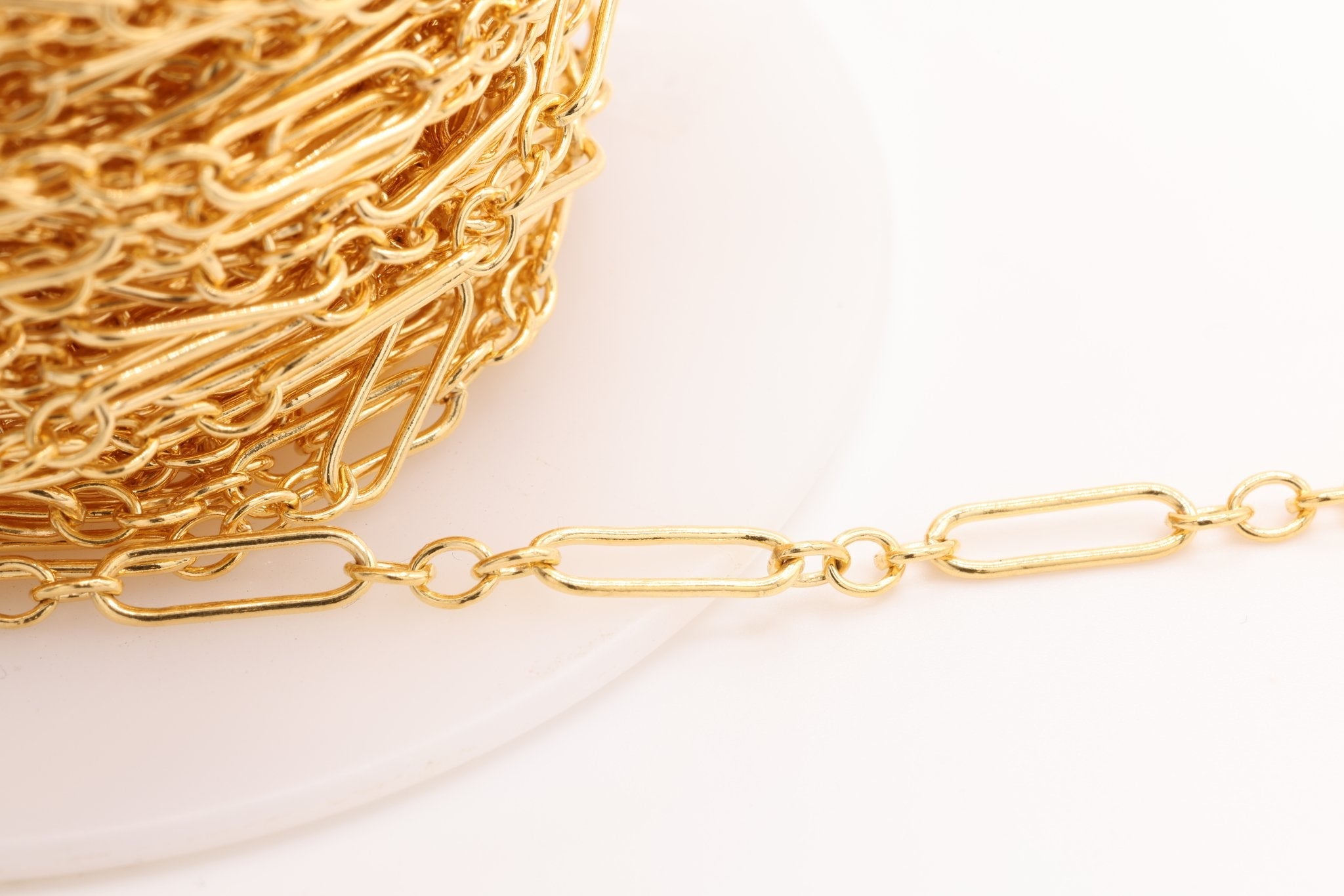 3mm Long & Short Cable Chain, Gold - Filled or Sterling Silver, Bulk Pay Per Foot Uncut Spools For Jewelers - HarperCrown