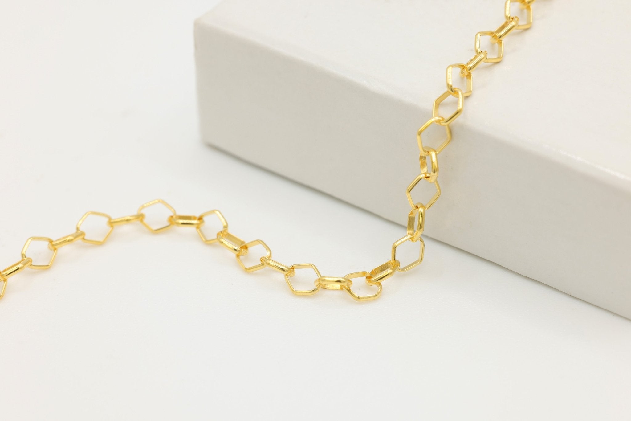 3mm Marquise Diamond Cable Chain, 925 Sterling Silver, Wholesale, Pay Per Foot, Jewelry Making Chain - HarperCrown