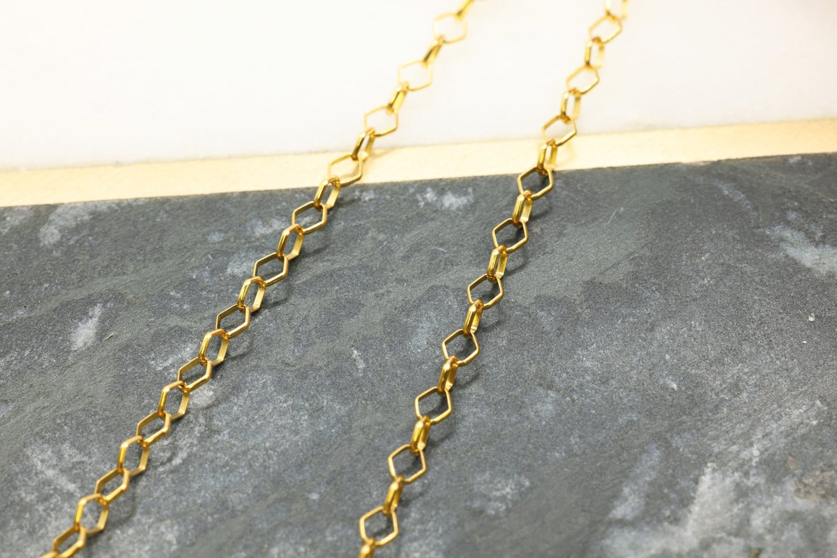 3mm Marquise Diamond Cable Chain, 925 Sterling Silver, Wholesale, Pay Per Foot, Jewelry Making Chain - HarperCrown