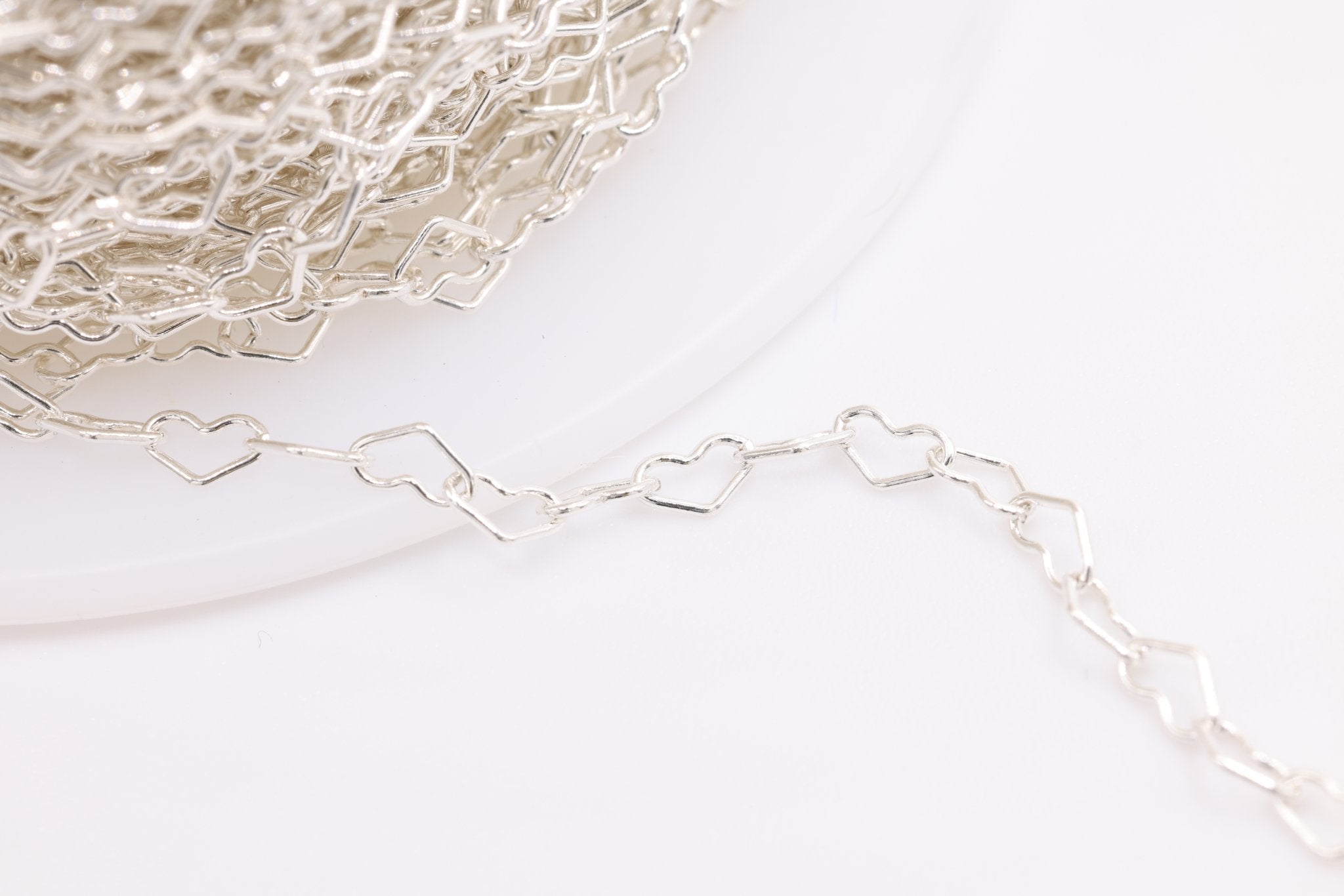 3mm x 2mm Heart Chain, Sterling Silver, Heart Cable Chain Wholesale Jewelry Making - HarperCrown