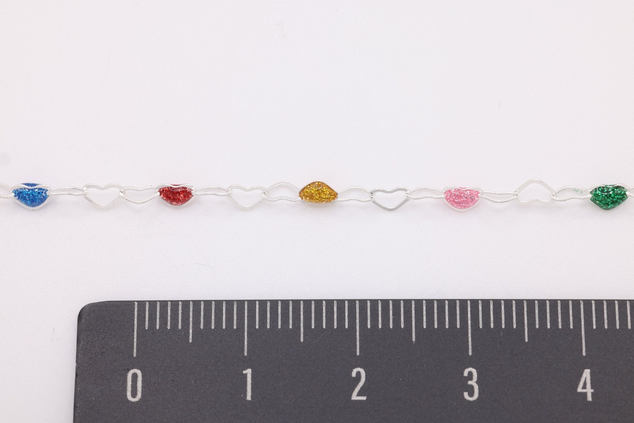 3mm x 3mm Heart Multi Color Enamel Chain, 925 Sterling Silver, Enamel Color Unfinished Chain Permanent Jewelry - HarperCrown