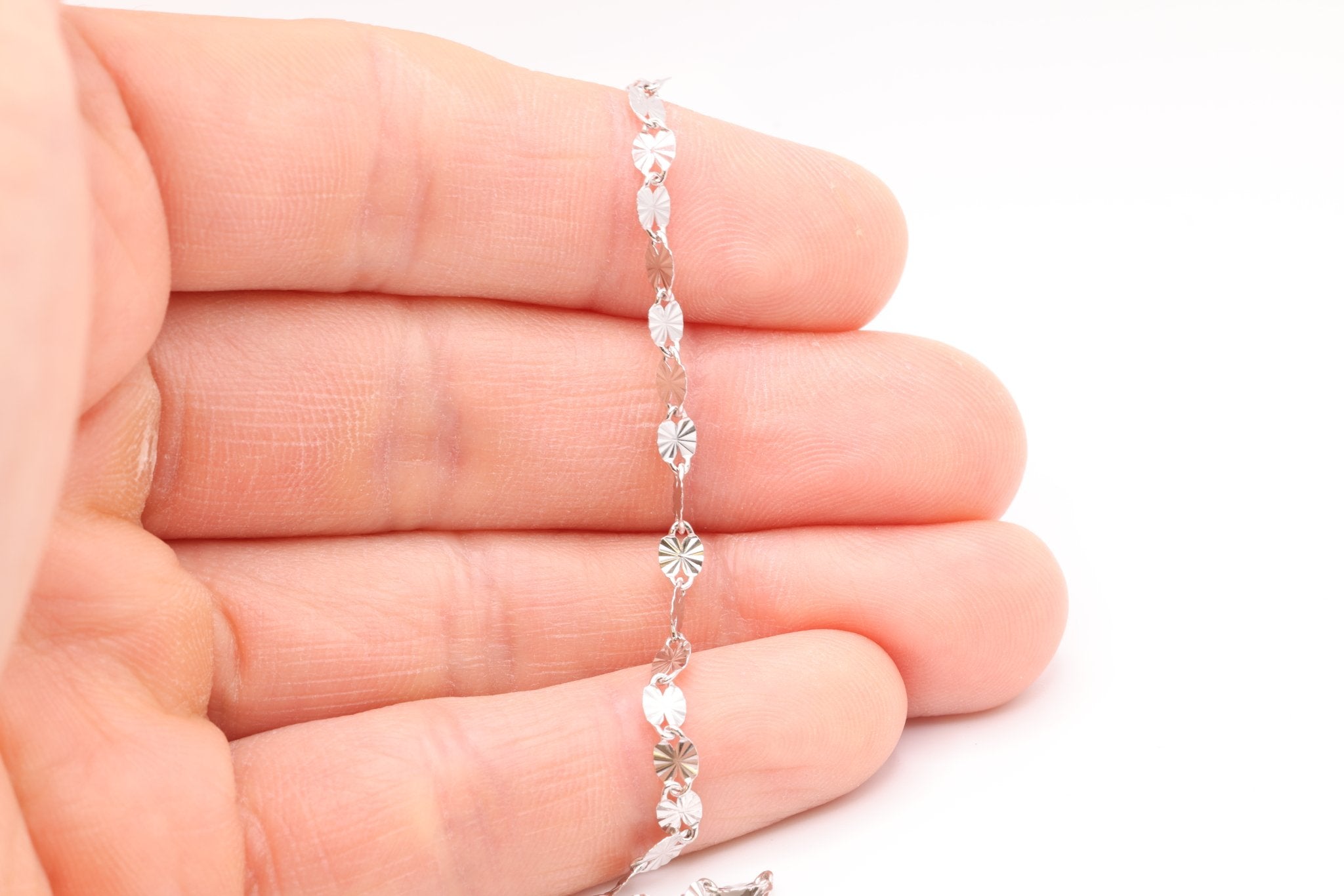 3mm x 4.5mm Starburst Chain, 925 Sterling Silver, Diamond Cut, Bulk Spool Pay Per Foot Jewelry Making Chain - HarperCrown