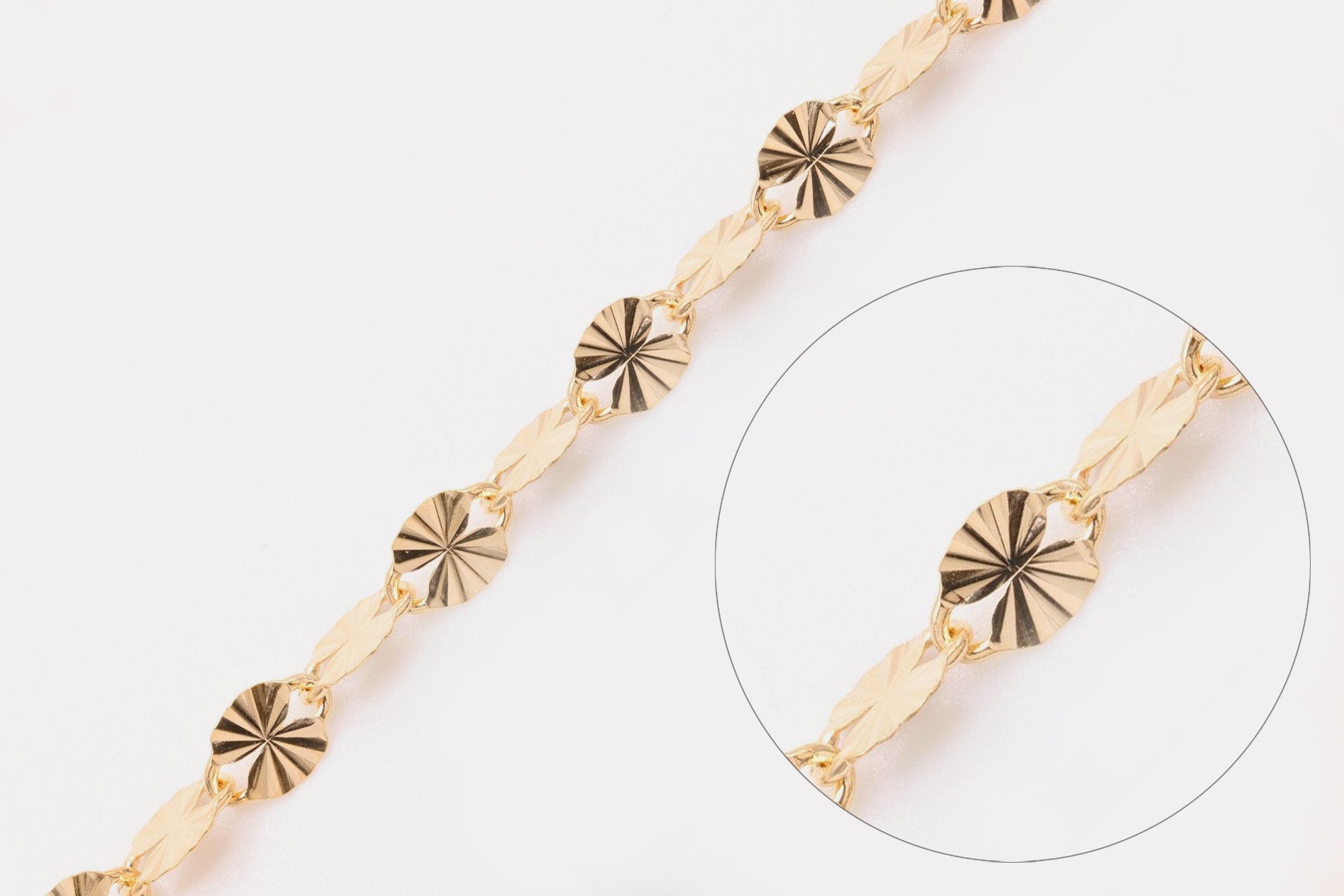 3mm x 4.5mm Starburst Chain, Gold - Filled, Diamond Cut, Bulk Spool Pay Per Foot Jewelry Making Chain - HarperCrown