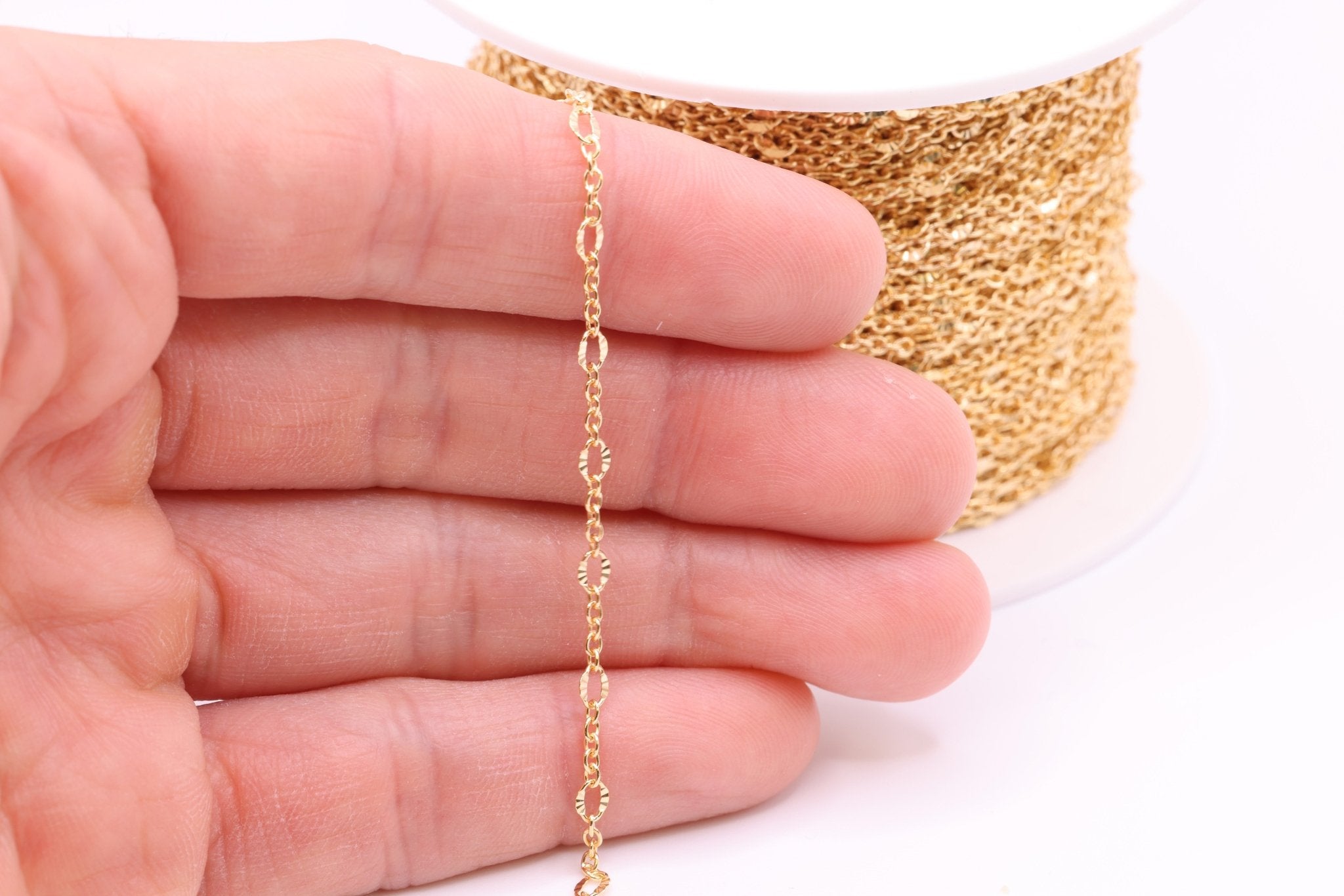 3mm x 4mm Starburst Cable Chain, 14/20 Gold - Filled, Wholesale, Pay Per Foot, Jewelry Making Chain - HarperCrown