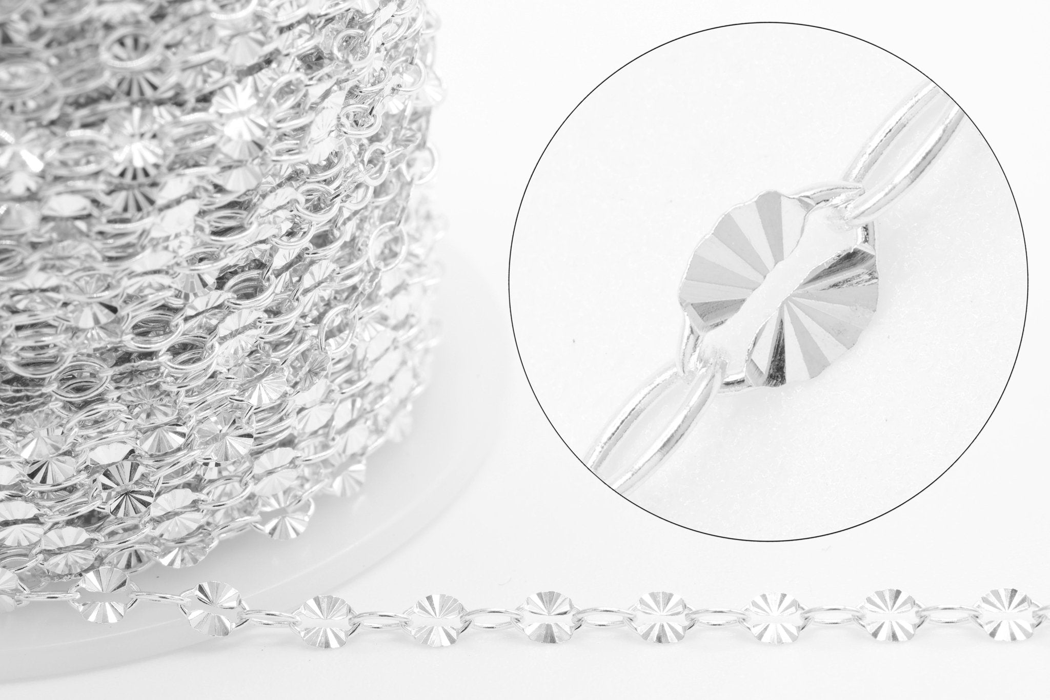 3mm x 4mm Starburst Chain, 925 Sterling Silver, Wholesale, Pay Per Foot, Jewelry Making Chain - HarperCrown