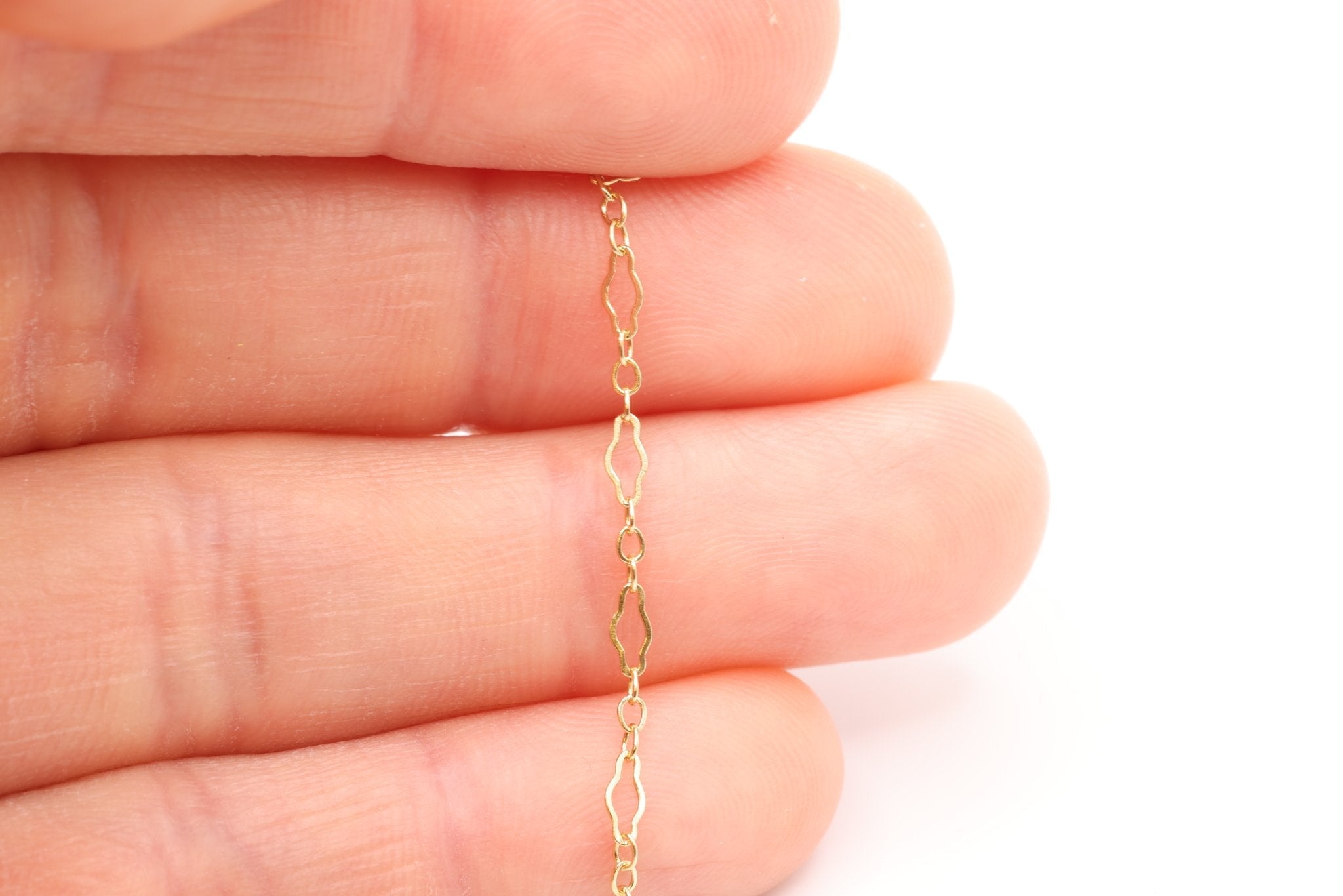 3mm x 5mm Fancy Long & Short Chain, Gold - Filled, Bulk DIY Spool Pay Per Foot Jewelry Making Chain - HarperCrown