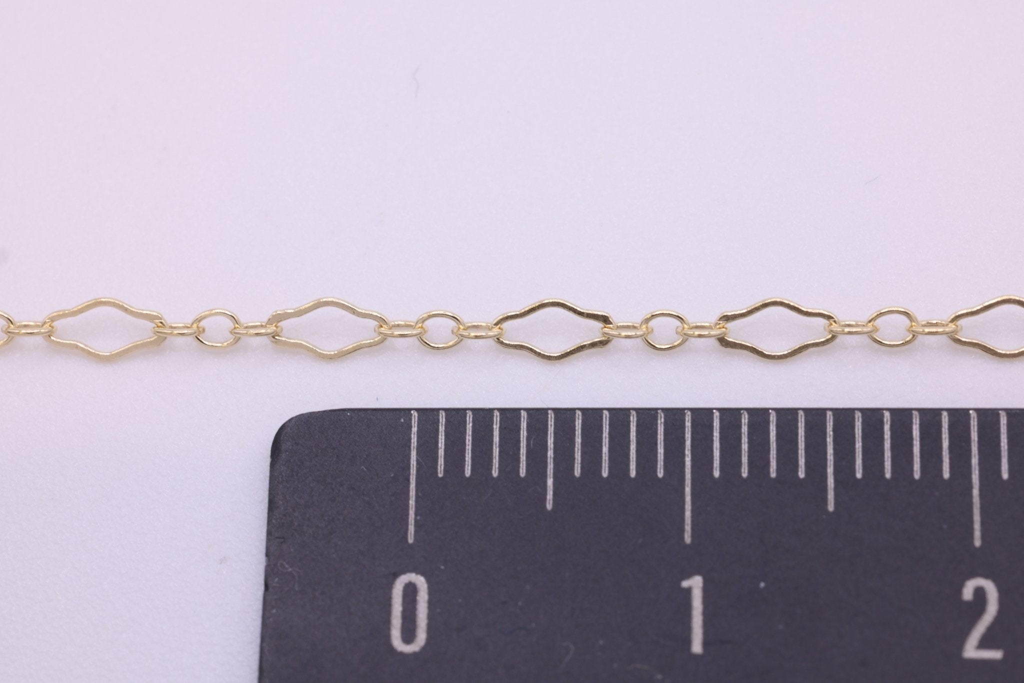 3mm x 5mm Fancy Long & Short Krinkle Chain, Gold - Filled, Bulk DIY Spool Pay Per Foot Jewelry Making Chain - HarperCrown