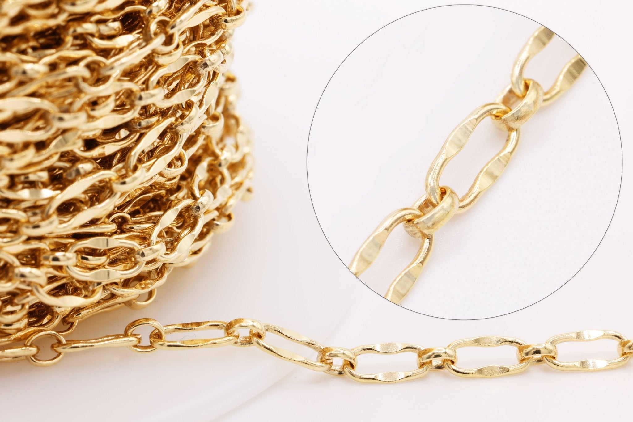 3mm x 6mm Dapped Necklace, 14/20 Gold - Filled, Wholesale, Finished and Ready to Wear - HarperCrown