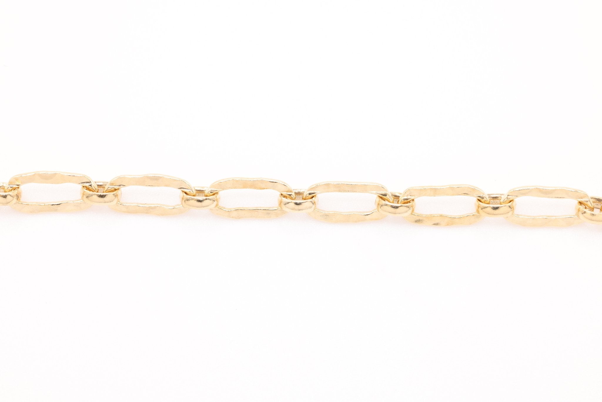 3mm x 6mm Hammered Long and Short Chain, 14K Gold - Filled, Bulk DIY Spool Pay Per Foot Jewelry Making Chain - HarperCrown