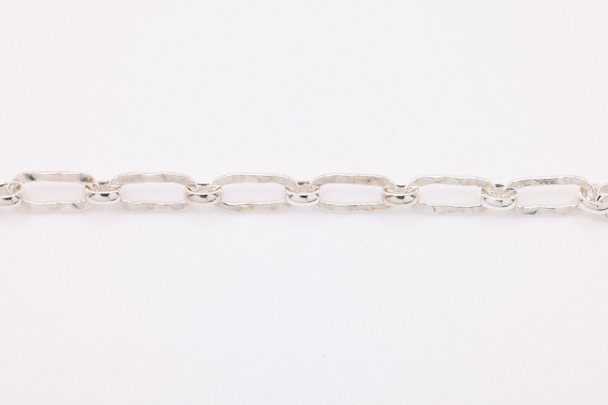 3mm x 6mm Hammered Long and Short Chain, Sterling Silver, Bulk DIY Spool Pay Per Foot Jewelry Making Chain - HarperCrown