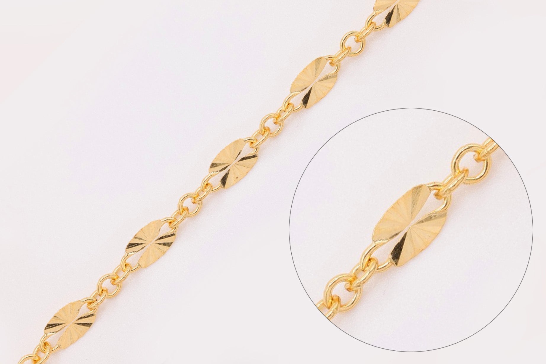 3mm x 6mm Starburst Chain, 14/20 Gold - Filled, Bulk DIY Spool Pay Per Foot Jewelry Making Chain - HarperCrown