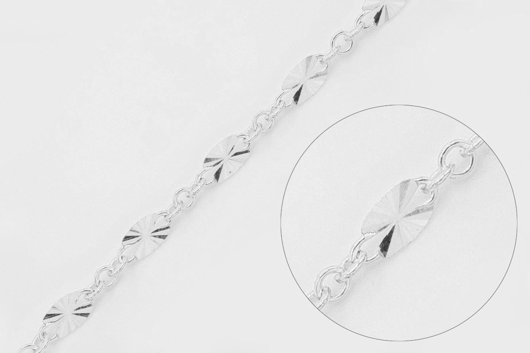 3mm x 6mm Starburst Chain, 925 Sterling Silver, Wholesale, Bulk DIY Spool Pay Per Foot Jewelry Making Chain - HarperCrown