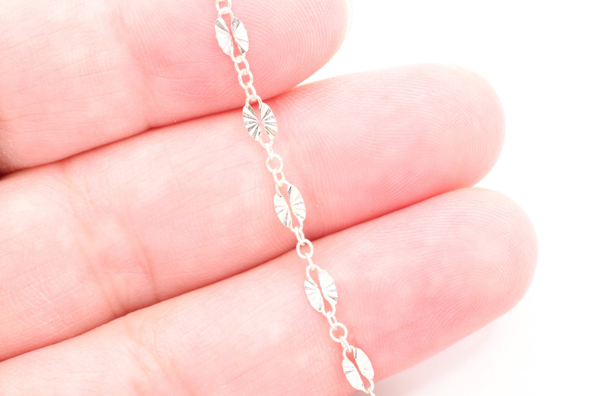 3mm x 6mm Starburst Chain, Sterling Silver, Bulk DIY Spool Pay Per Foot Jewelry Making Chain - HarperCrown