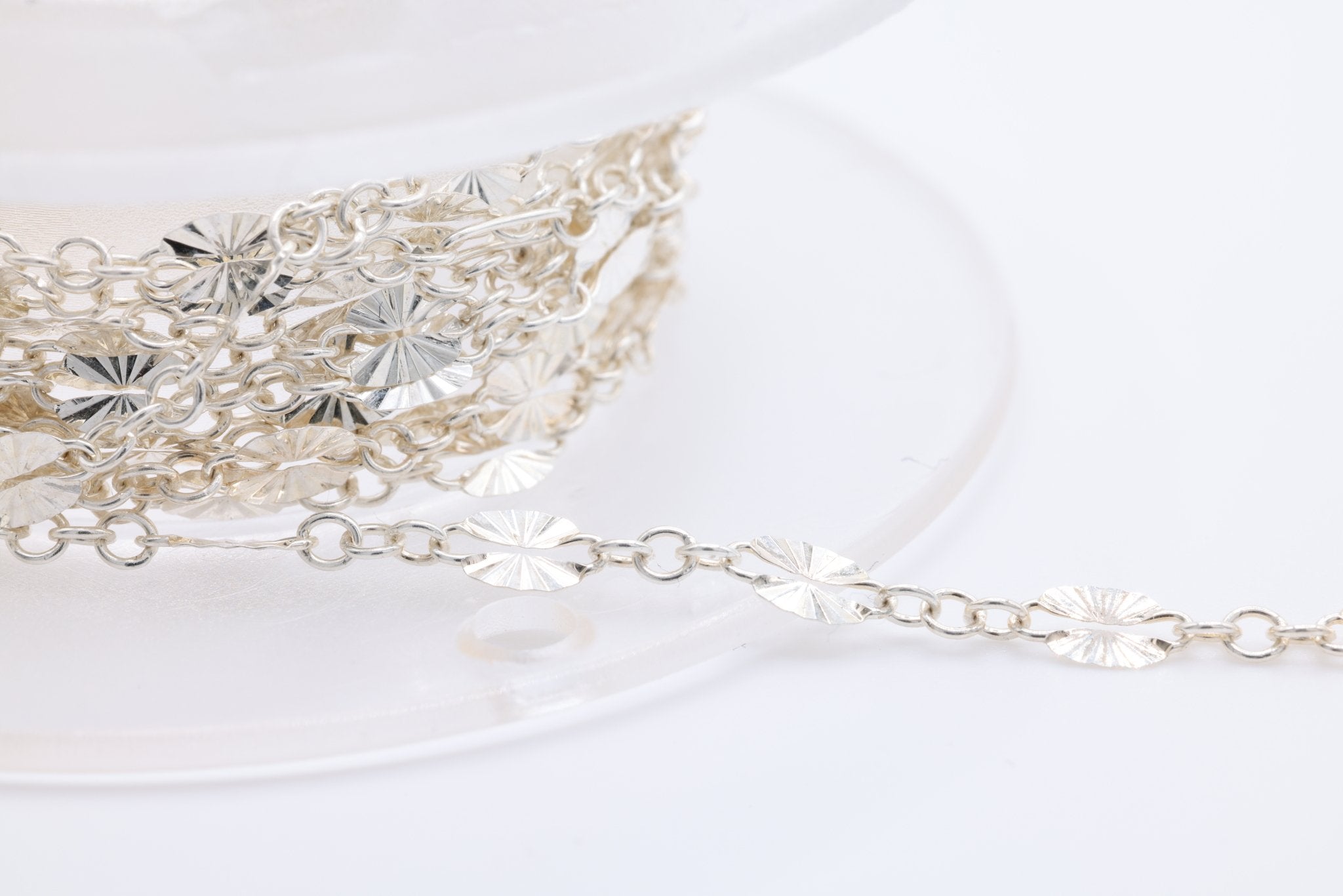 3mm x 6mm Starburst Chain, Sterling Silver, Bulk DIY Spool Pay Per Foot Jewelry Making Chain - HarperCrown