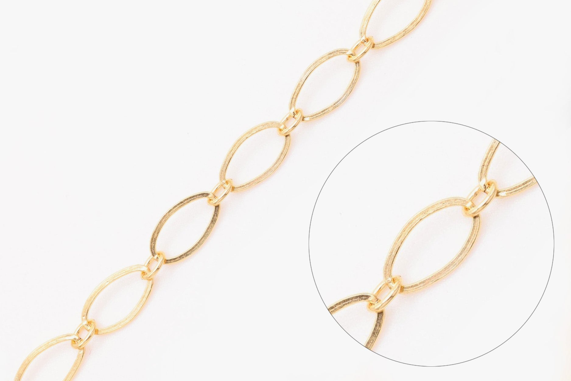 4.5mm x 8mm Flat Cable Chain, Gold - Filled, Bulk Spool Pay Per Foot Jewelry Making Chain - HarperCrown