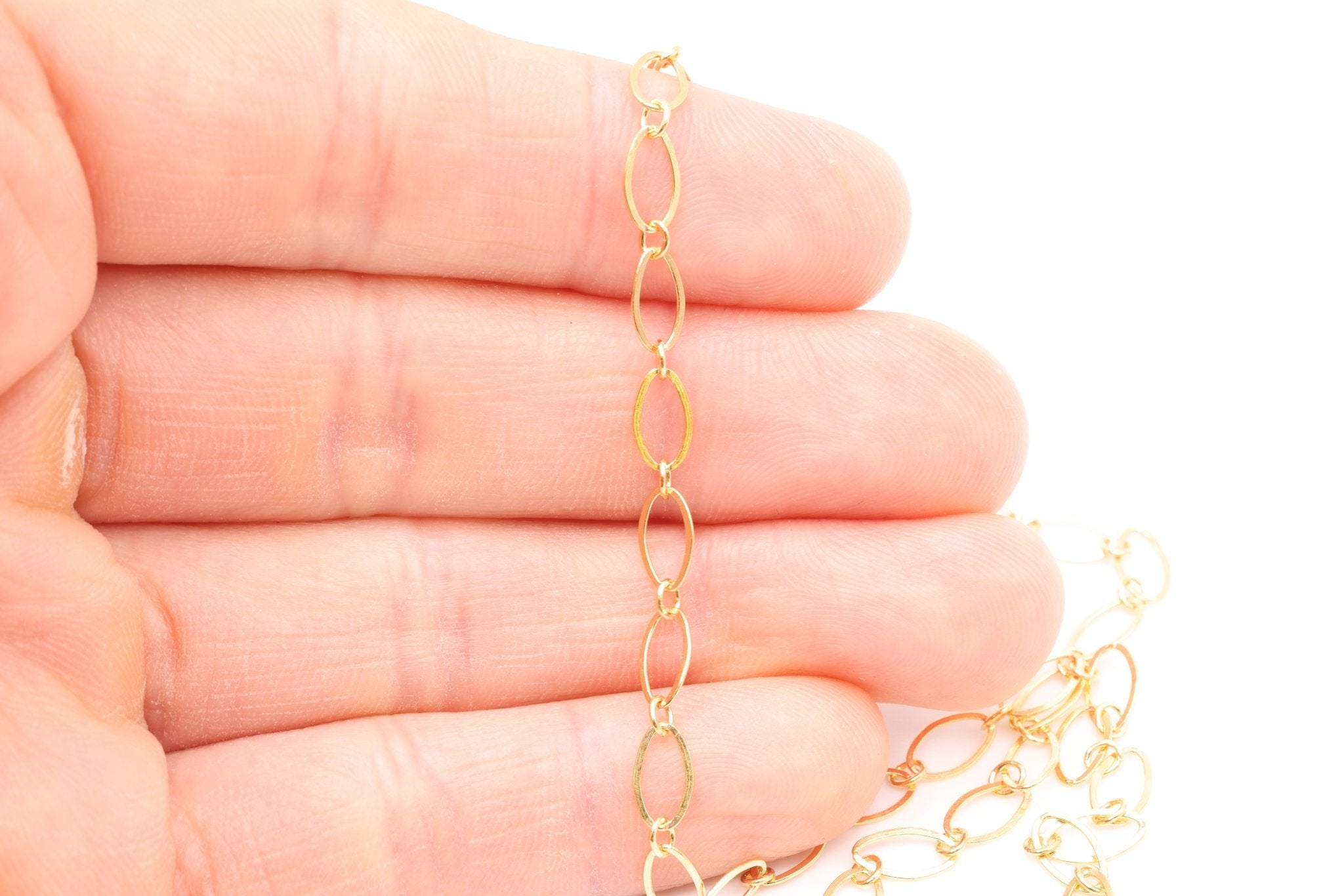 4.5mm x 8mm Flat Cable Chain, Gold - Filled, Bulk Spool Pay Per Foot Jewelry Making Chain - HarperCrown