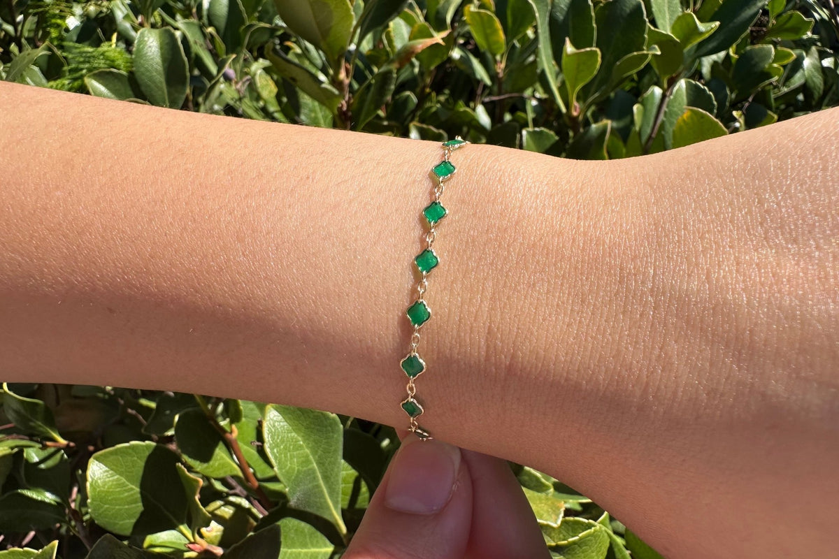 4mm Flower Green Enamel Chain, 14/20 Gold-Filled, Wholesale, Pay Per Foot, Jewelry Making Chain - HarperCrown