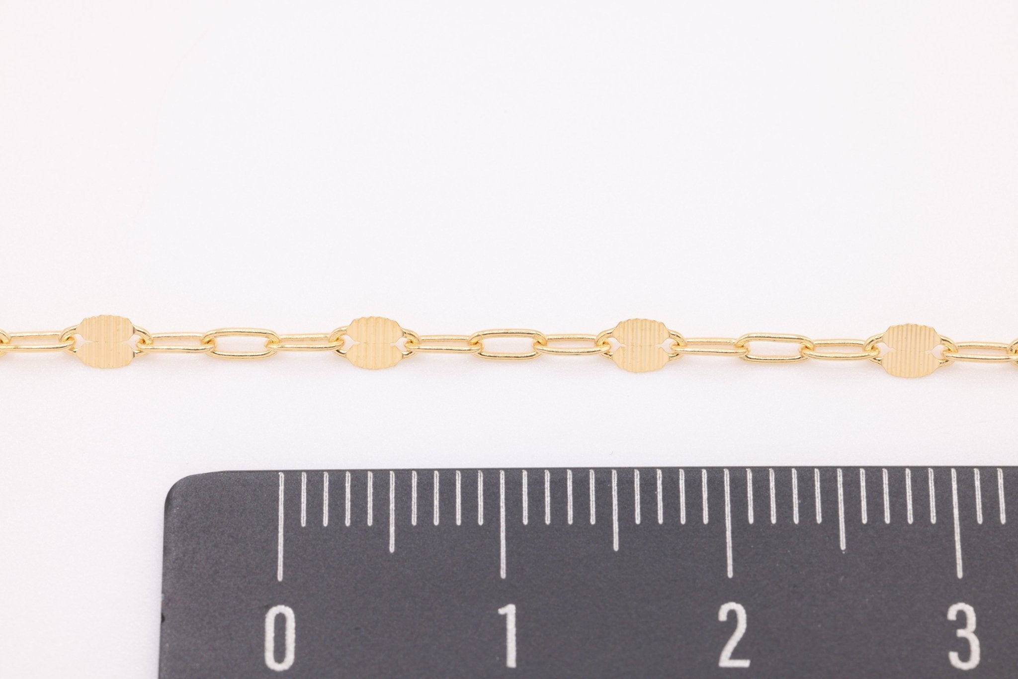 4mm Line Patterned Dapped Chain, 14/20 Gold - Filled, Bulk DIY Spool Pay Per Foot Jewelry Making Chain - HarperCrown