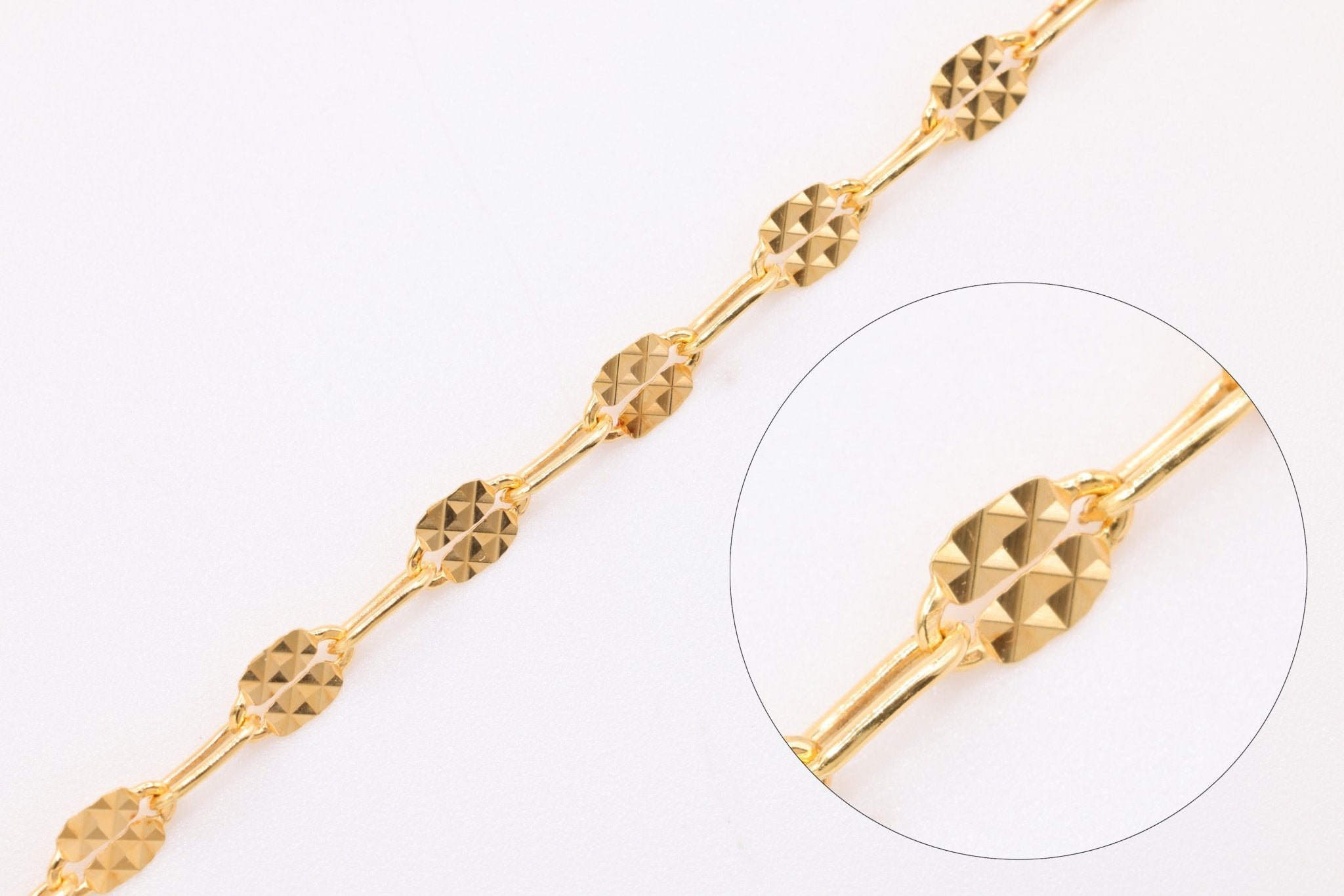4mm Patterned Dapped Chain, 14/20 Gold - Filled, Bulk DIY Spool Pay Per Foot Jewelry Making Chain - HarperCrown
