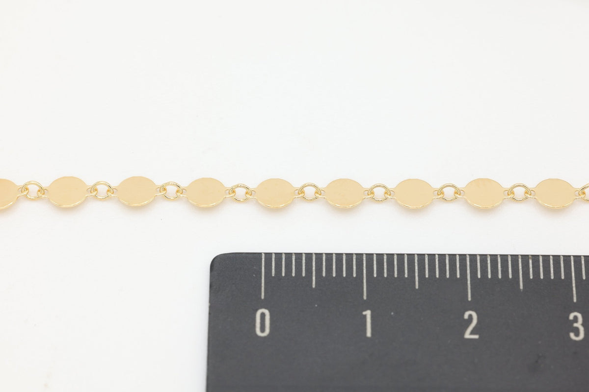 4mm Sequin Disc Chain, 14/20 Gold-Filled, Wholesale, Pay Per Foot, Jewelry Making Chain - HarperCrown