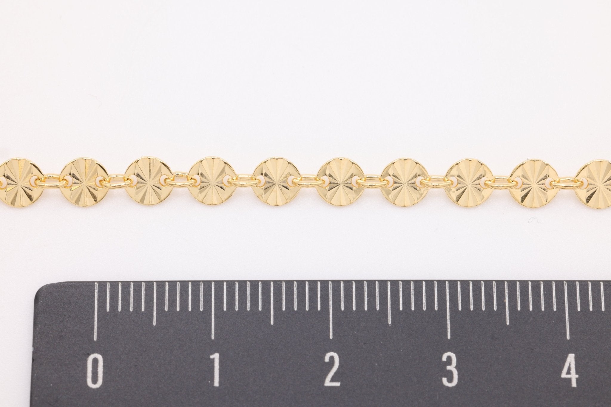 4mm Starburst Sequin Disc Chain, 14/20 Gold - Filled, Wholesale Bulk DIY Spool Pay Per Foot Jewelry Making Chain - HarperCrown