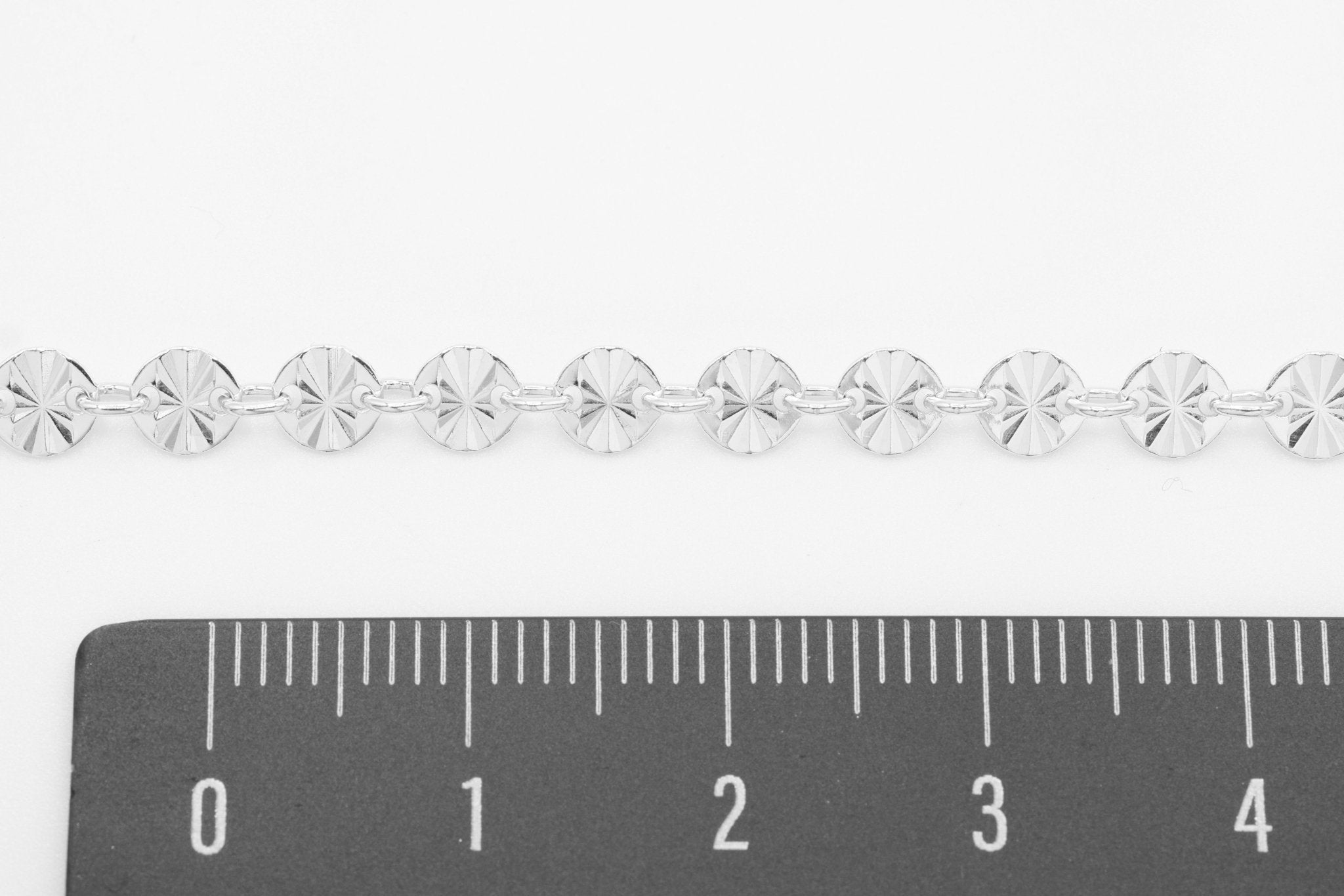 4mm Starburst Sequin Disc Chain, 925 Sterling Silver, Wholesale Bulk DIY Spool Pay Per Foot Jewelry Making Chain - HarperCrown