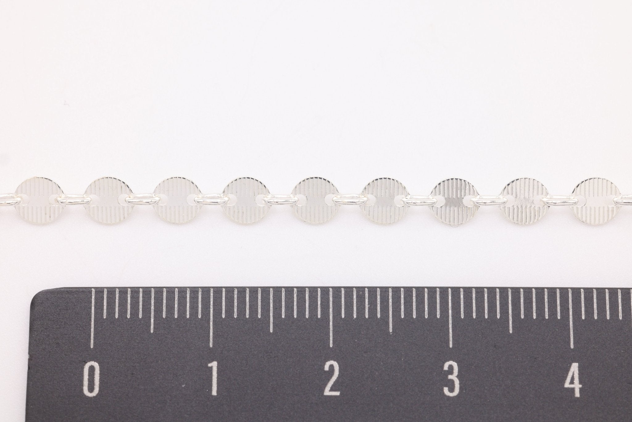 4mm Textured Sequin Disc Chain, 925 Sterling Silver, Wholesale, Pay Per Inch, Bulk Jewelry Making Chain - HarperCrown