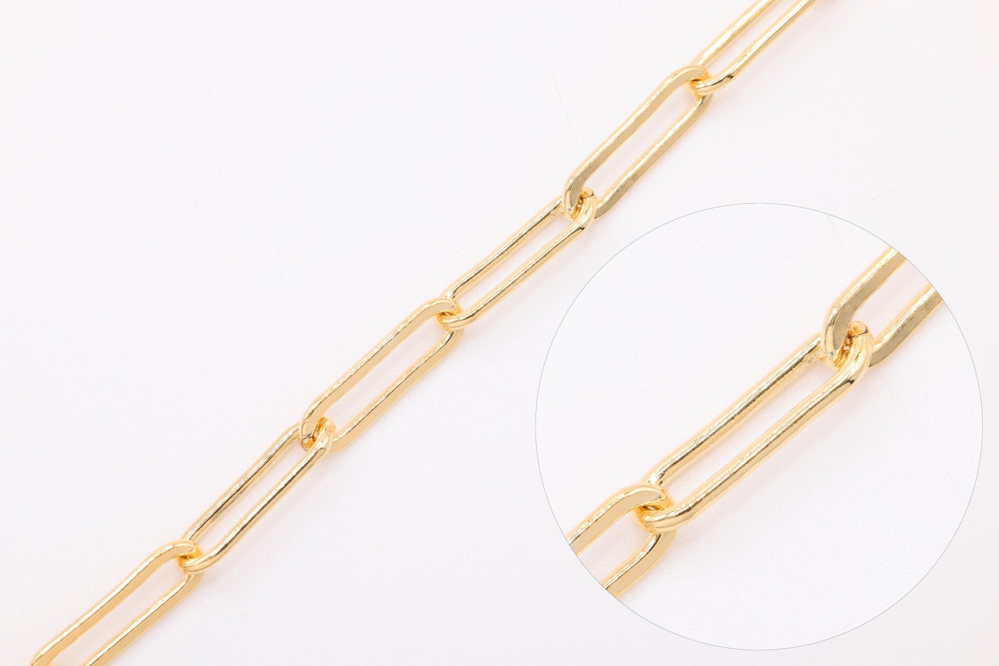 4mm x 13mm Flat Elongated Paperclip Chain, 14/20 Gold - Filled - HarperCrown