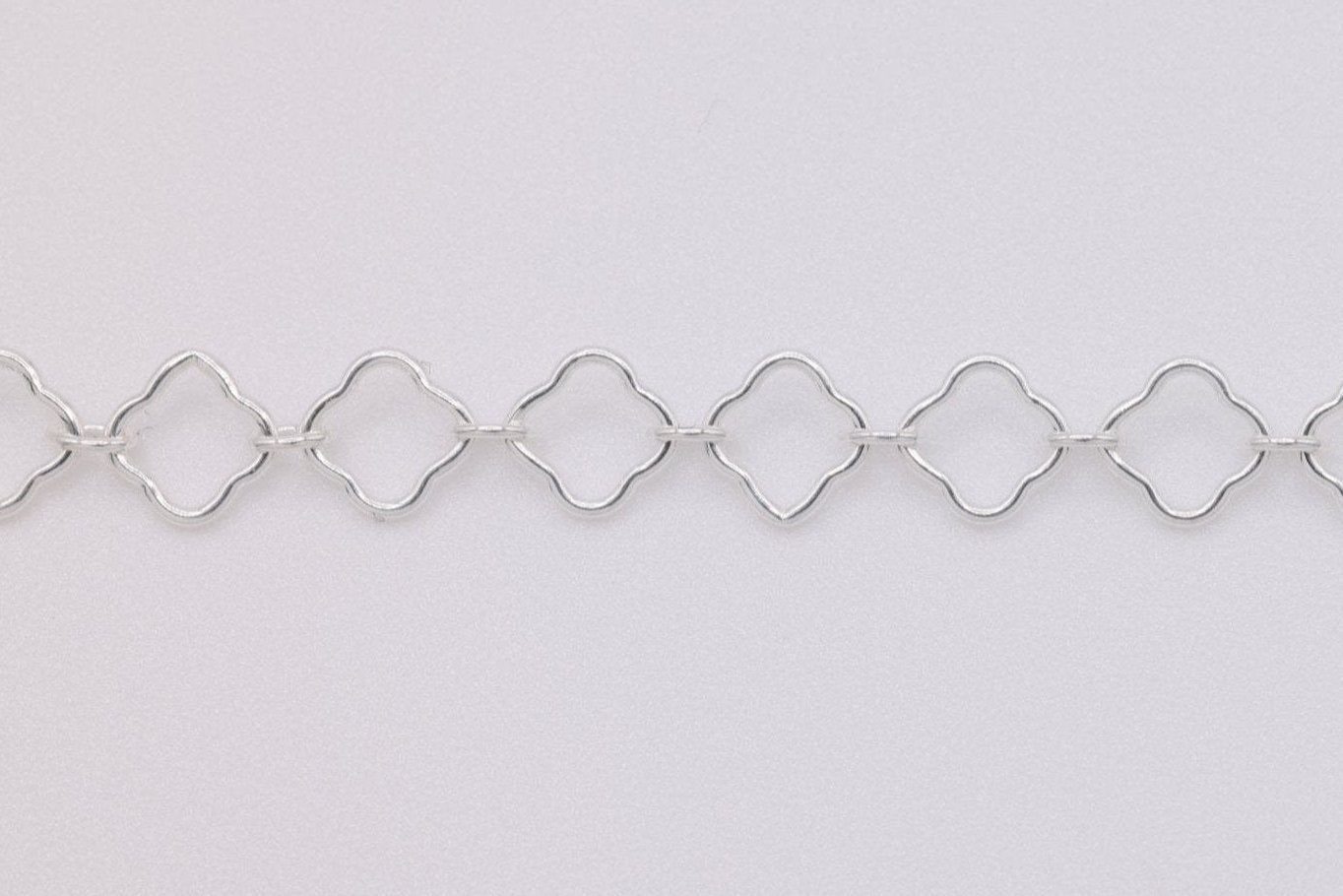 4mm x 4mm Clover Link Krinkle Chain, Sterling Silver, Bulk DIY Spool Pay Per Foot Jewelry Making Chain - HarperCrown