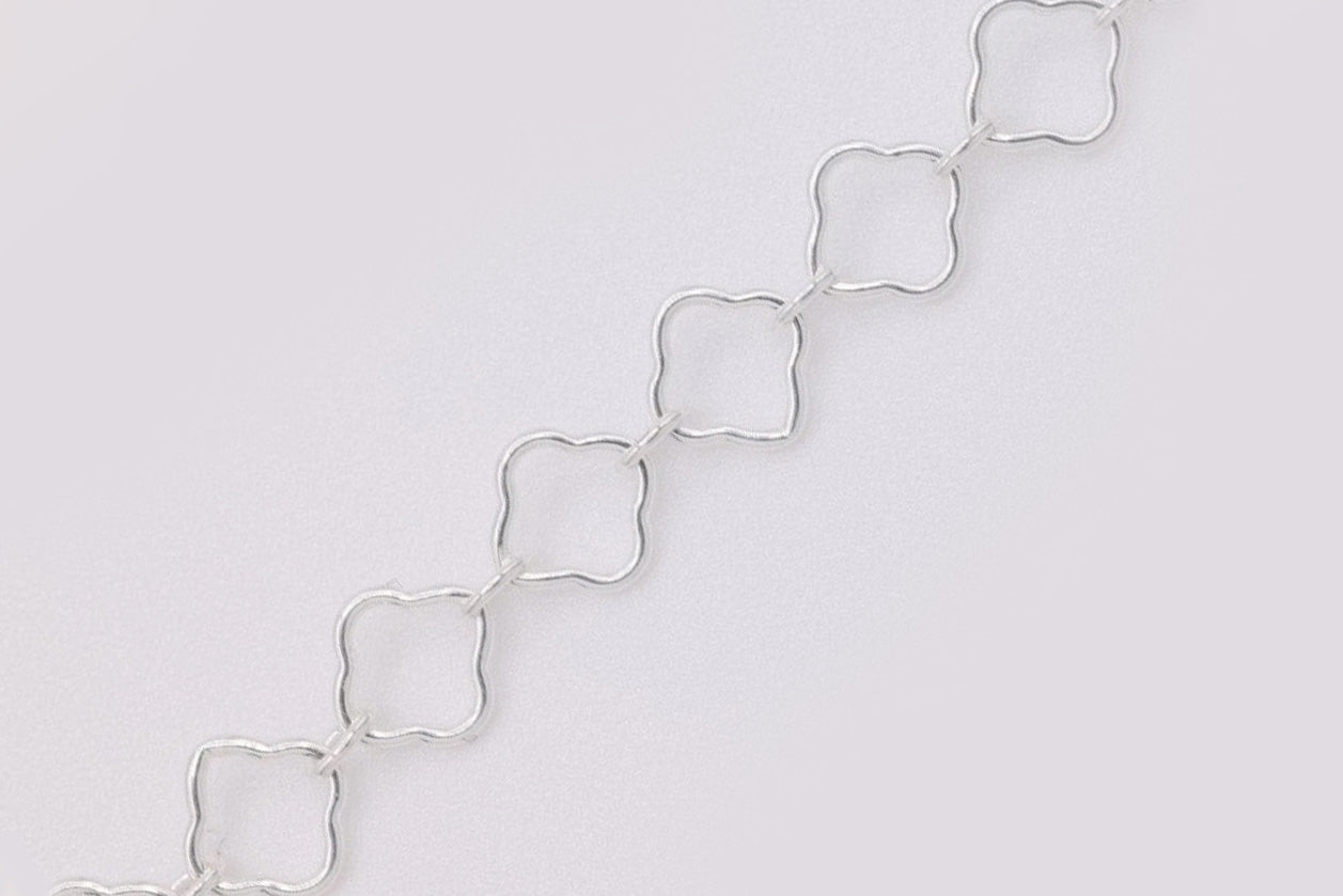 4mm x 4mm Clover Link Krinkle Chain, Sterling Silver, Bulk DIY Spool Pay Per Foot Jewelry Making Chain - HarperCrown